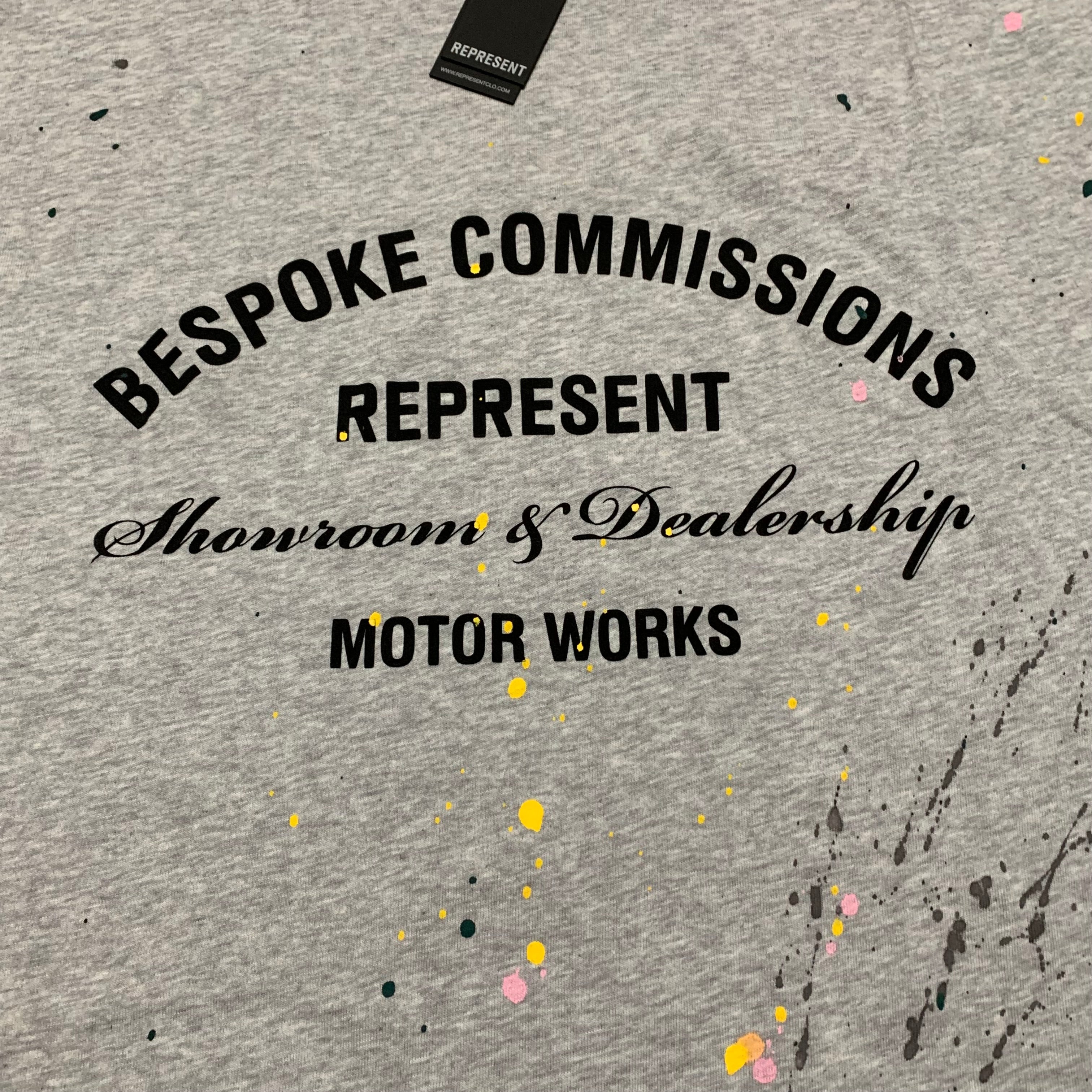 Represent Small Bespoke Commissions Grey Tee Paint Splatter