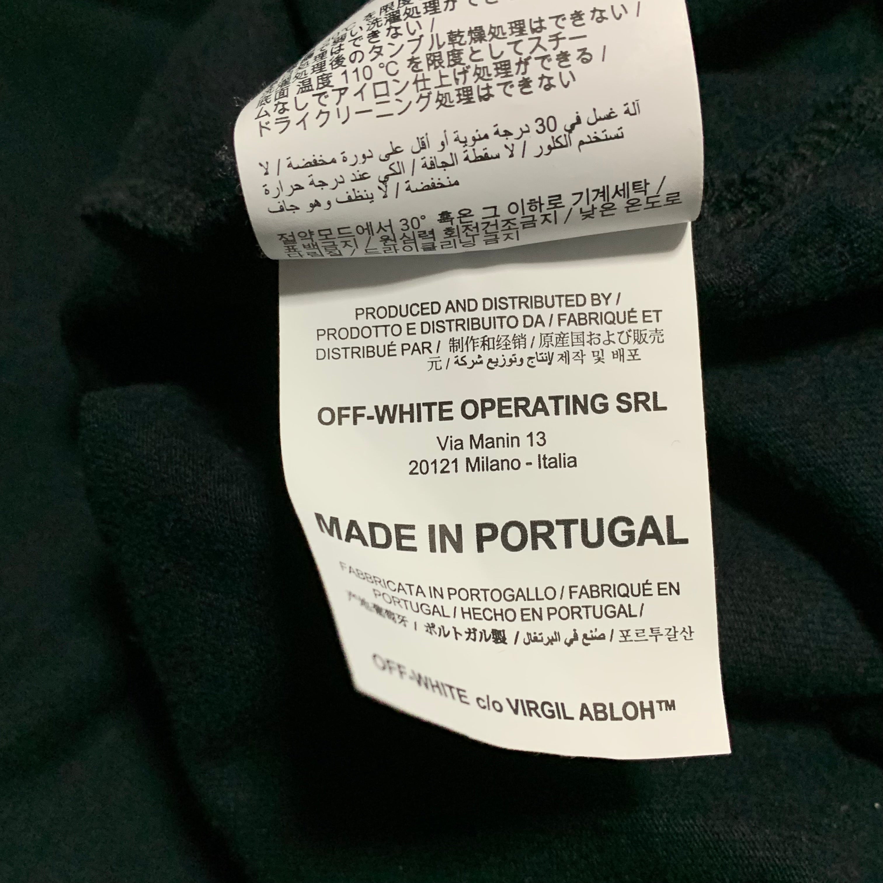 Off White XS Yellow Acrylic Arrows Black Tee Virgil Abloh