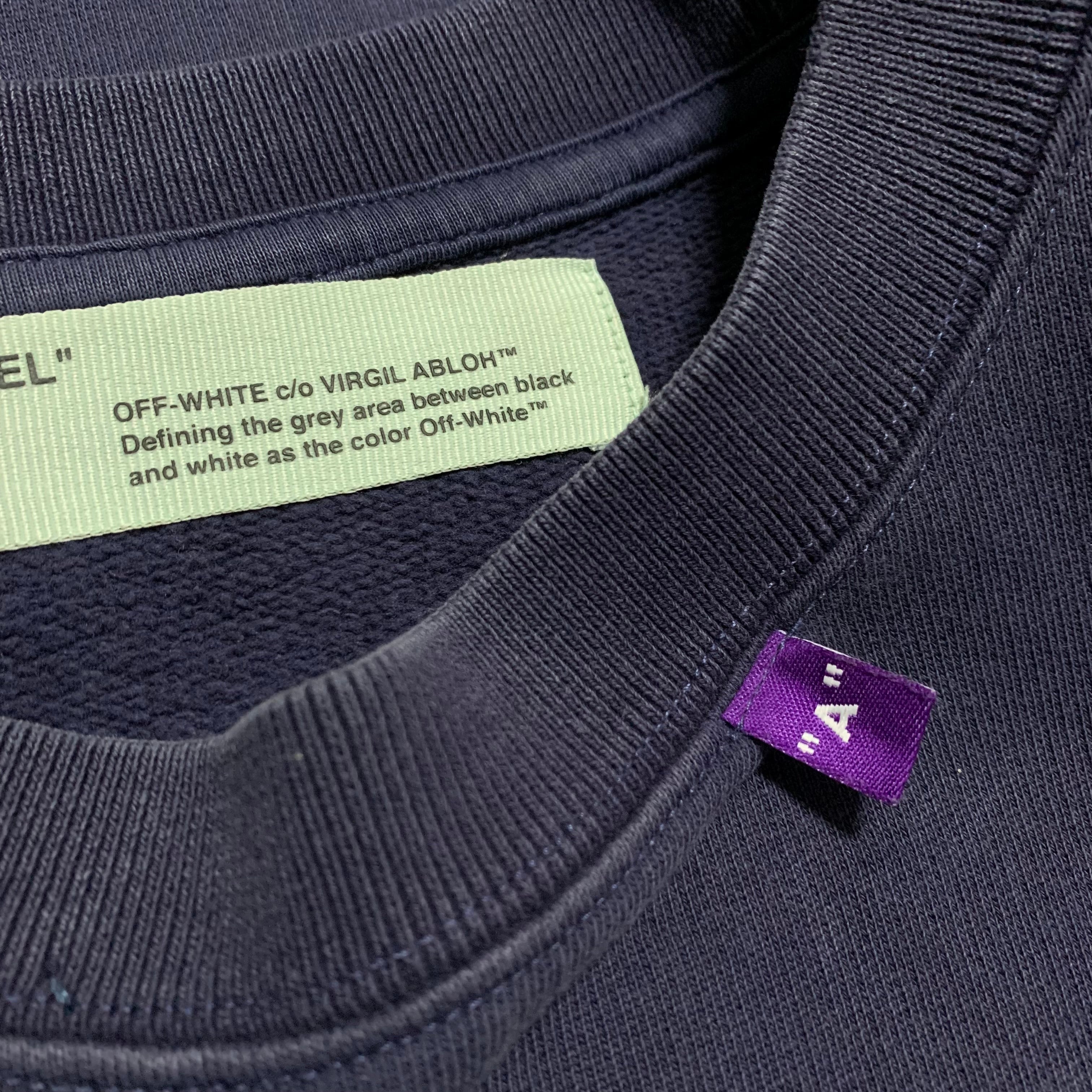 Off White Medium Church Crew Blue Sweatshirt Virgil Abloh