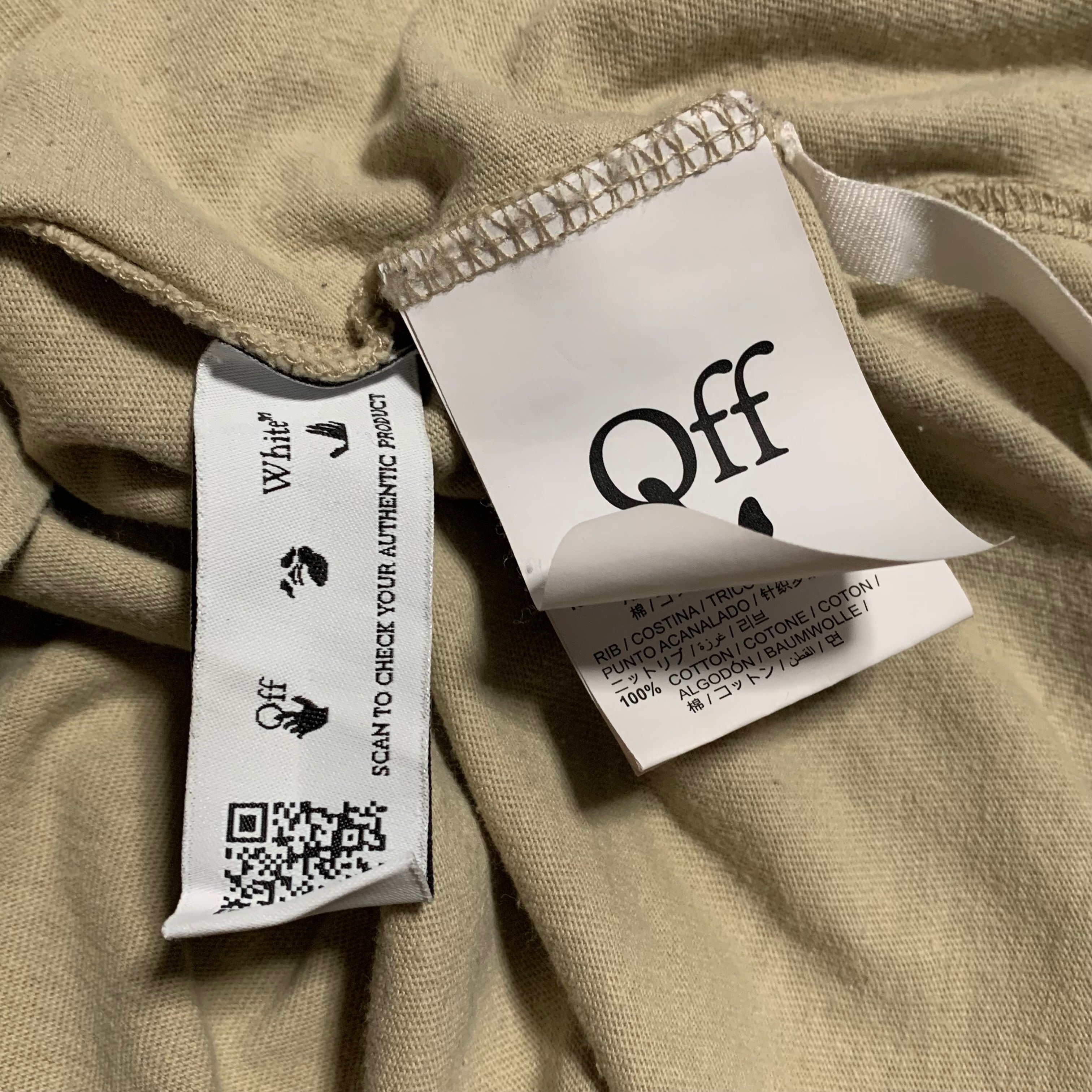 Off White Small Caravaggio Arrows Beige Tan Tee Virgil Abloh