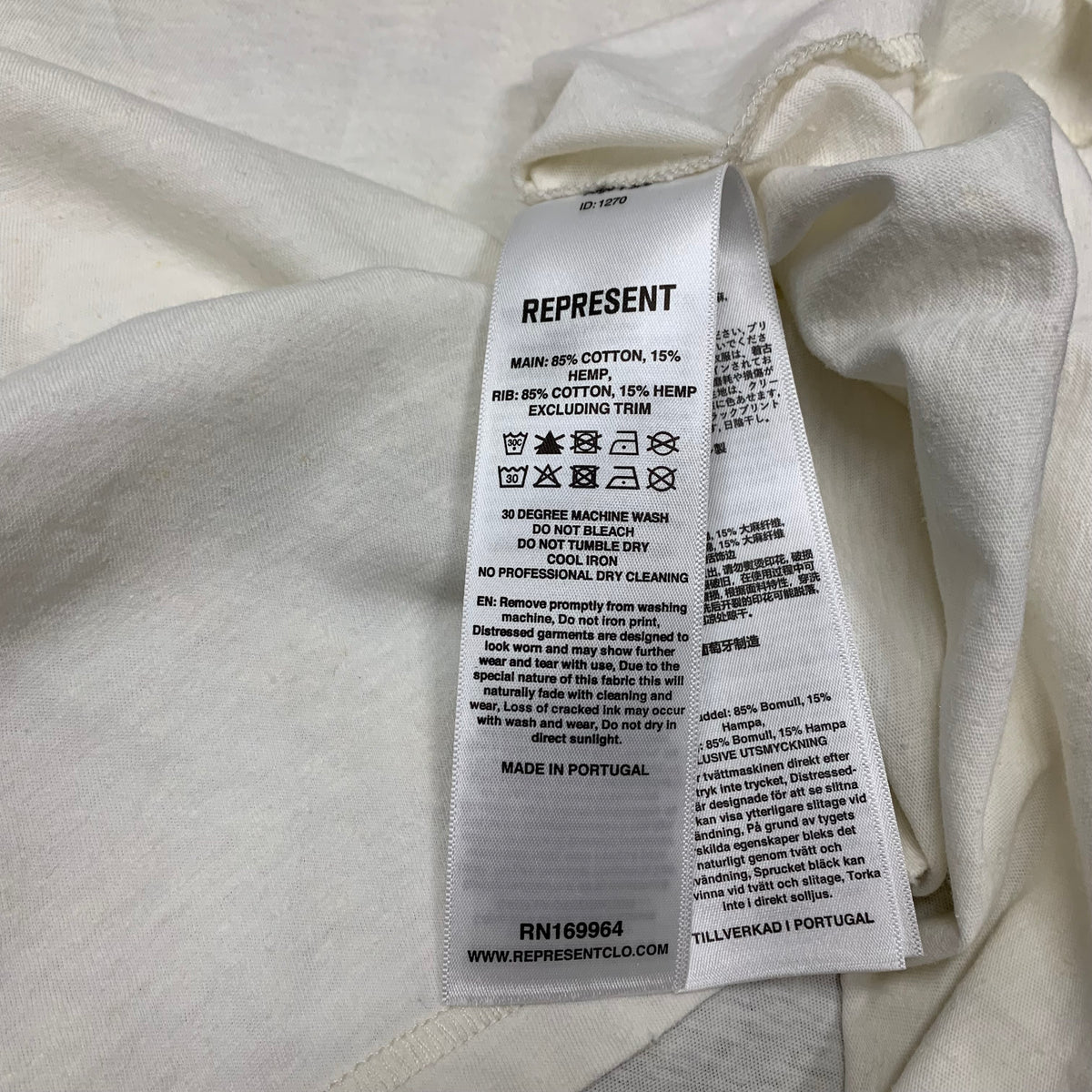 Represent XL Tee Angel Border Washed Ecru White Oversized T-Shirt