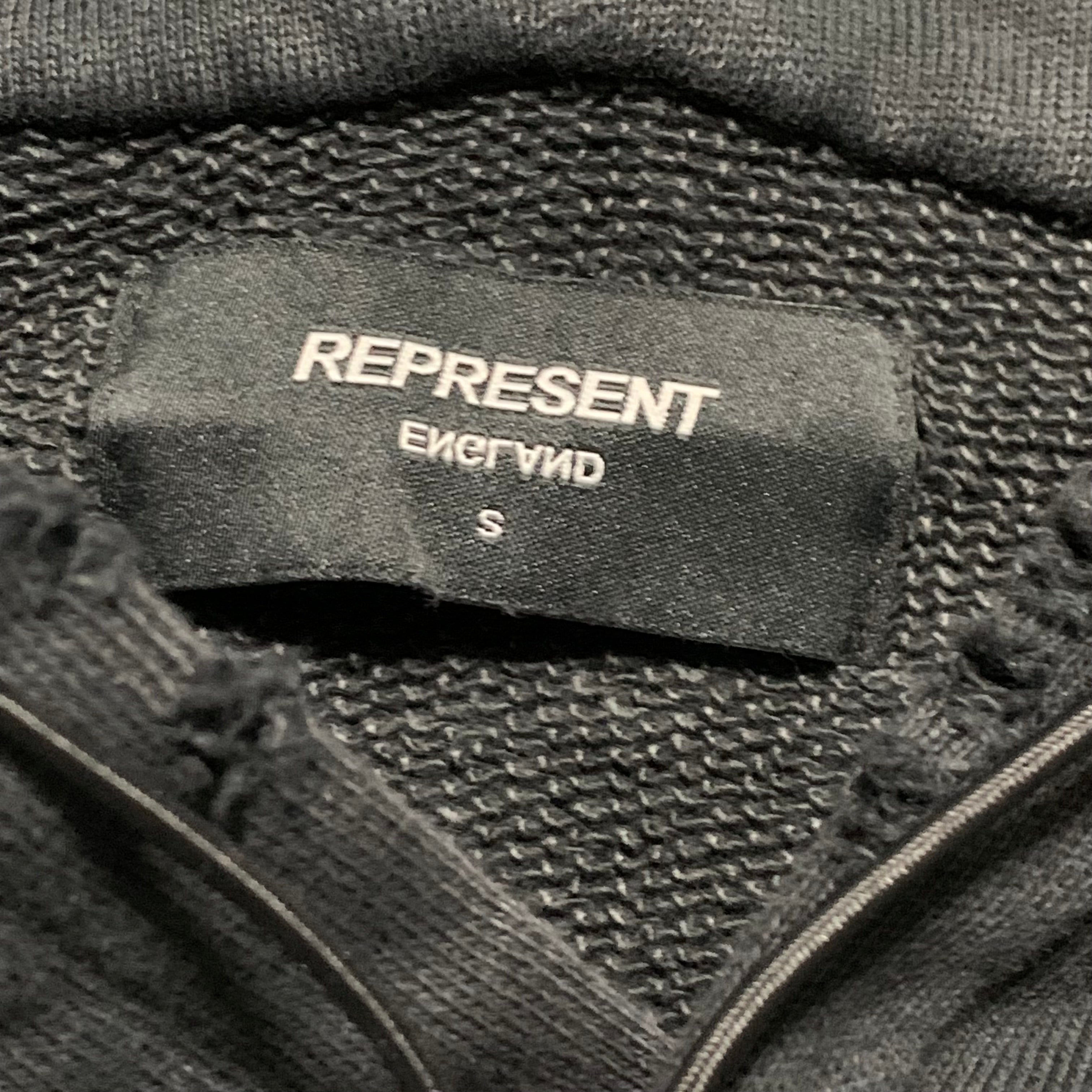 Represent Small Never Ride Faster Vintage Black Hoodie
