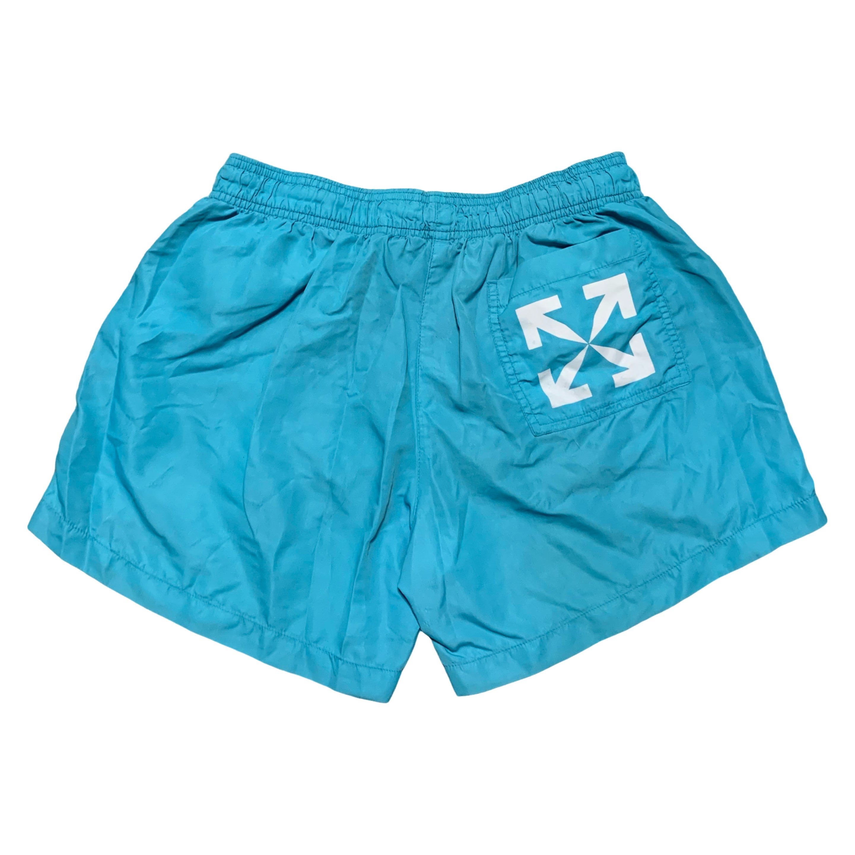 Off White Small Swim Shorts Arrow Graphic Blue Bottoms Virgil Abloh