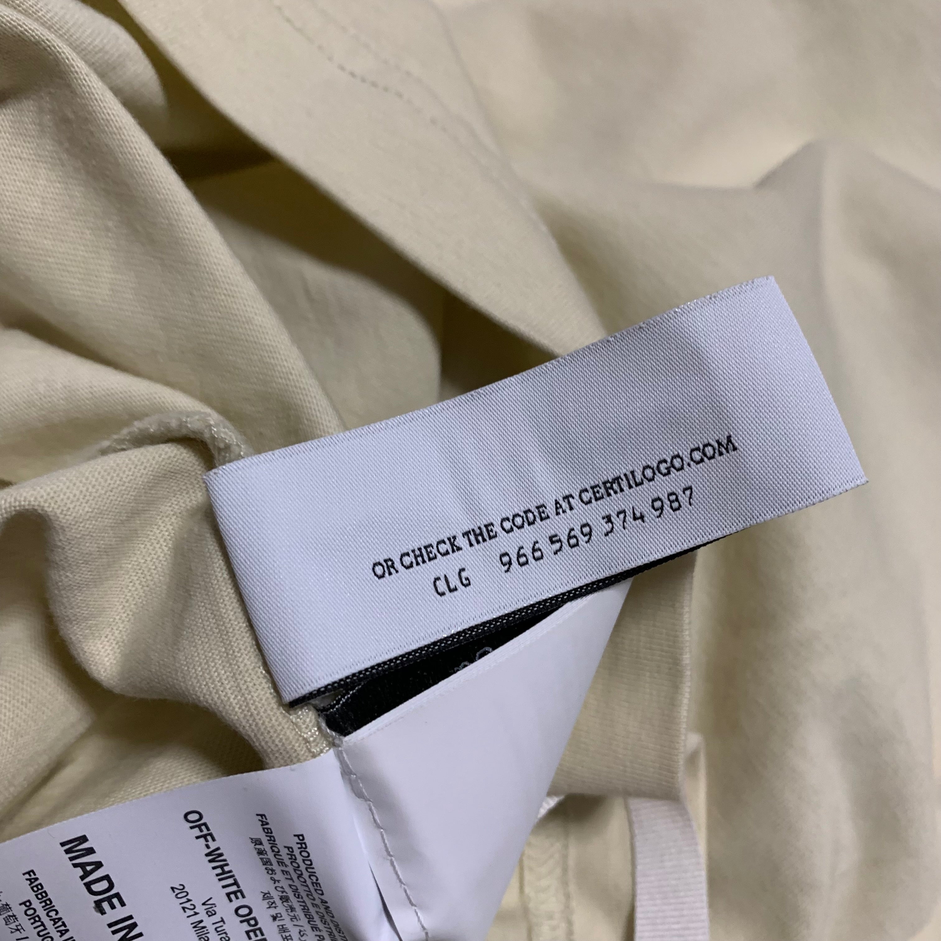 Off White Small Exactly The Opposite Cream White Tee Virgil Abloh