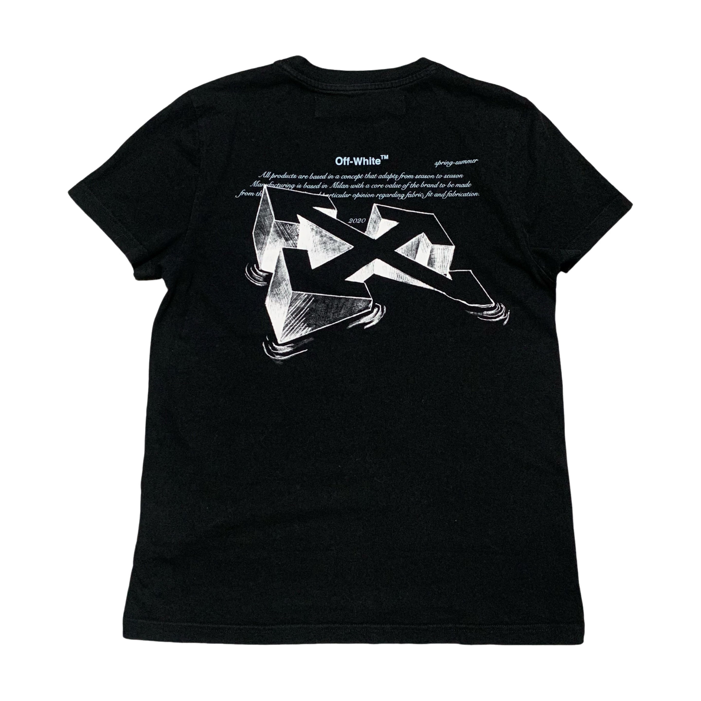 Off White XS Arrows Graphic Black Tee Short Sleeves Virgil Abloh