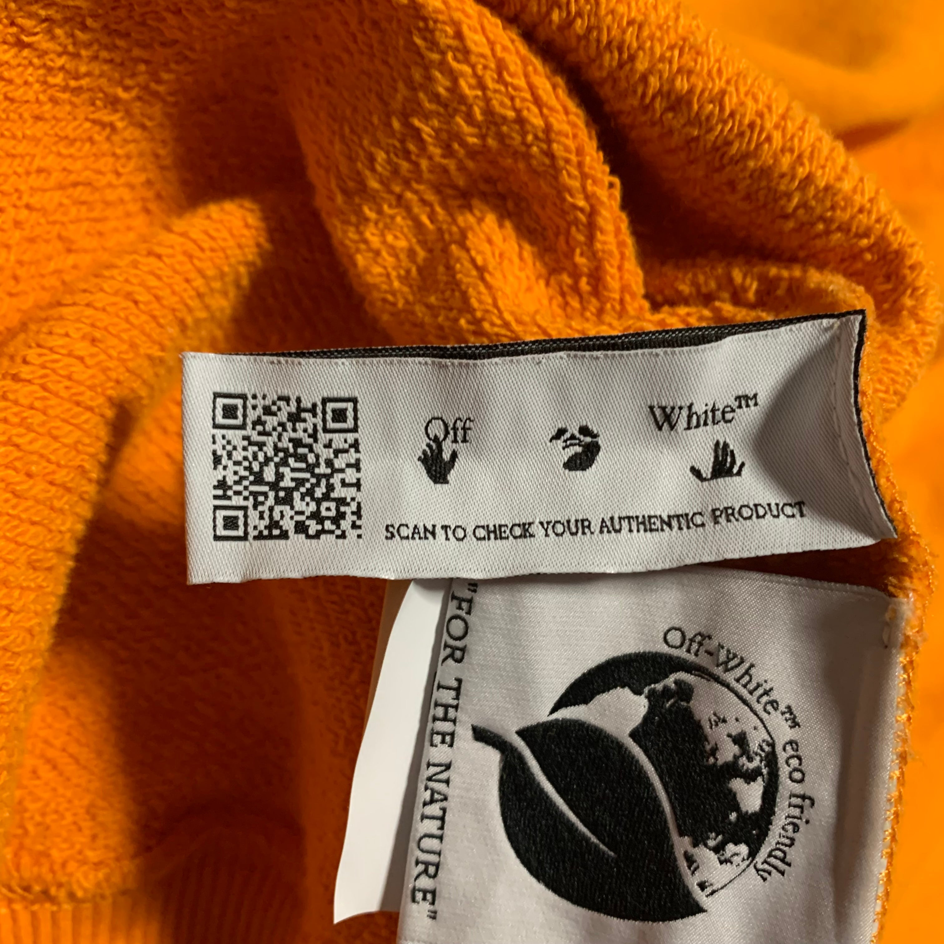 Off White Medium Underline Logo Orange Hoodie Virgil Abloh