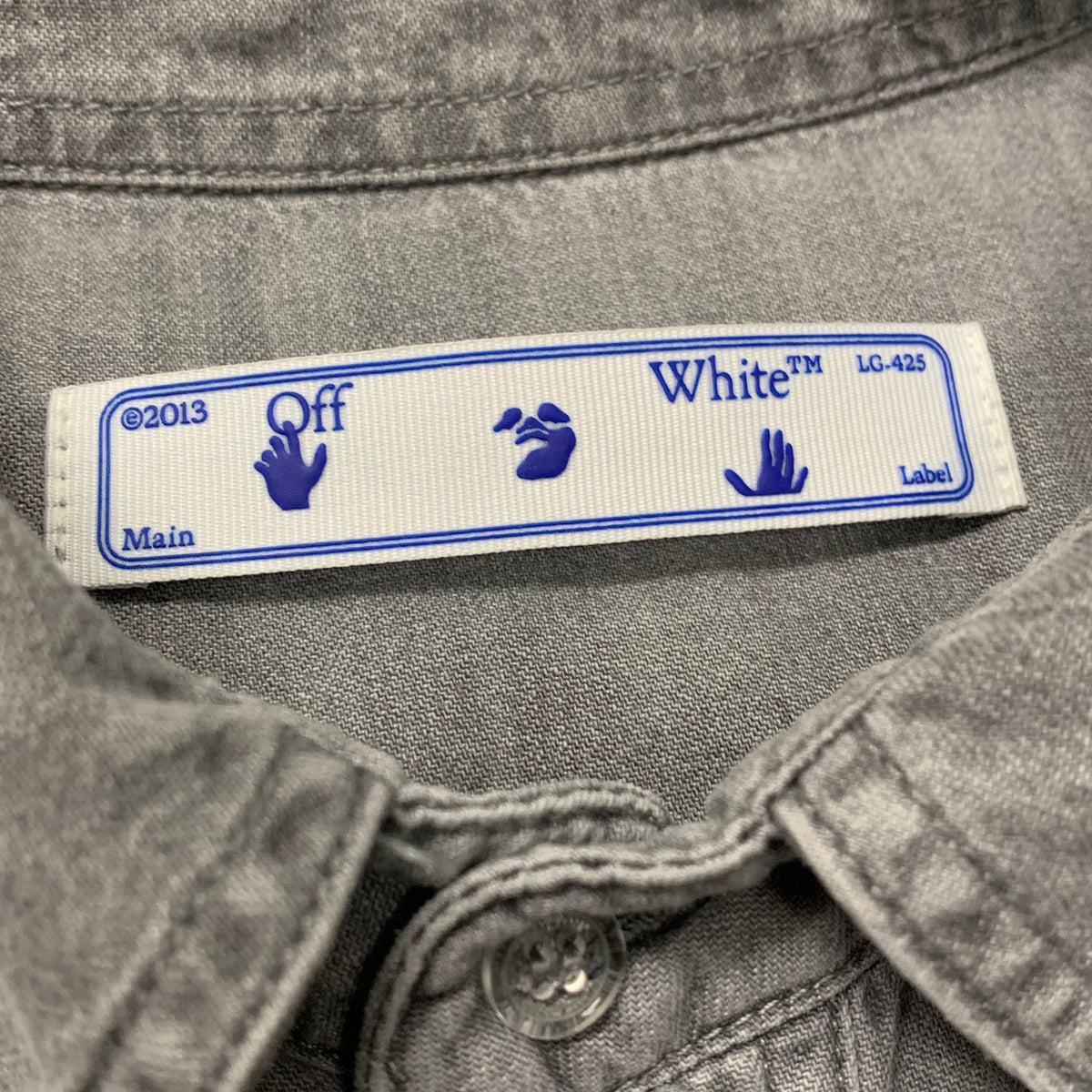 Off White Large Shirt Denim Blue Washed Long Sleeve Top Virgil Abloh