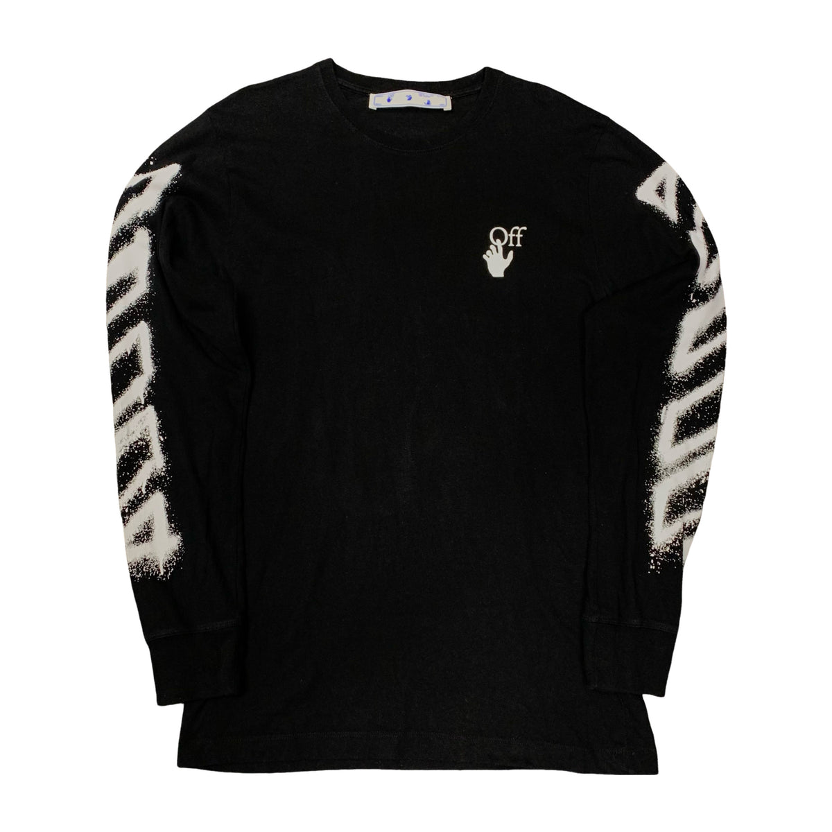 Off White Small Tee Graffiti Arrows Black Long Sleeve T-Shirt Virgil Abloh