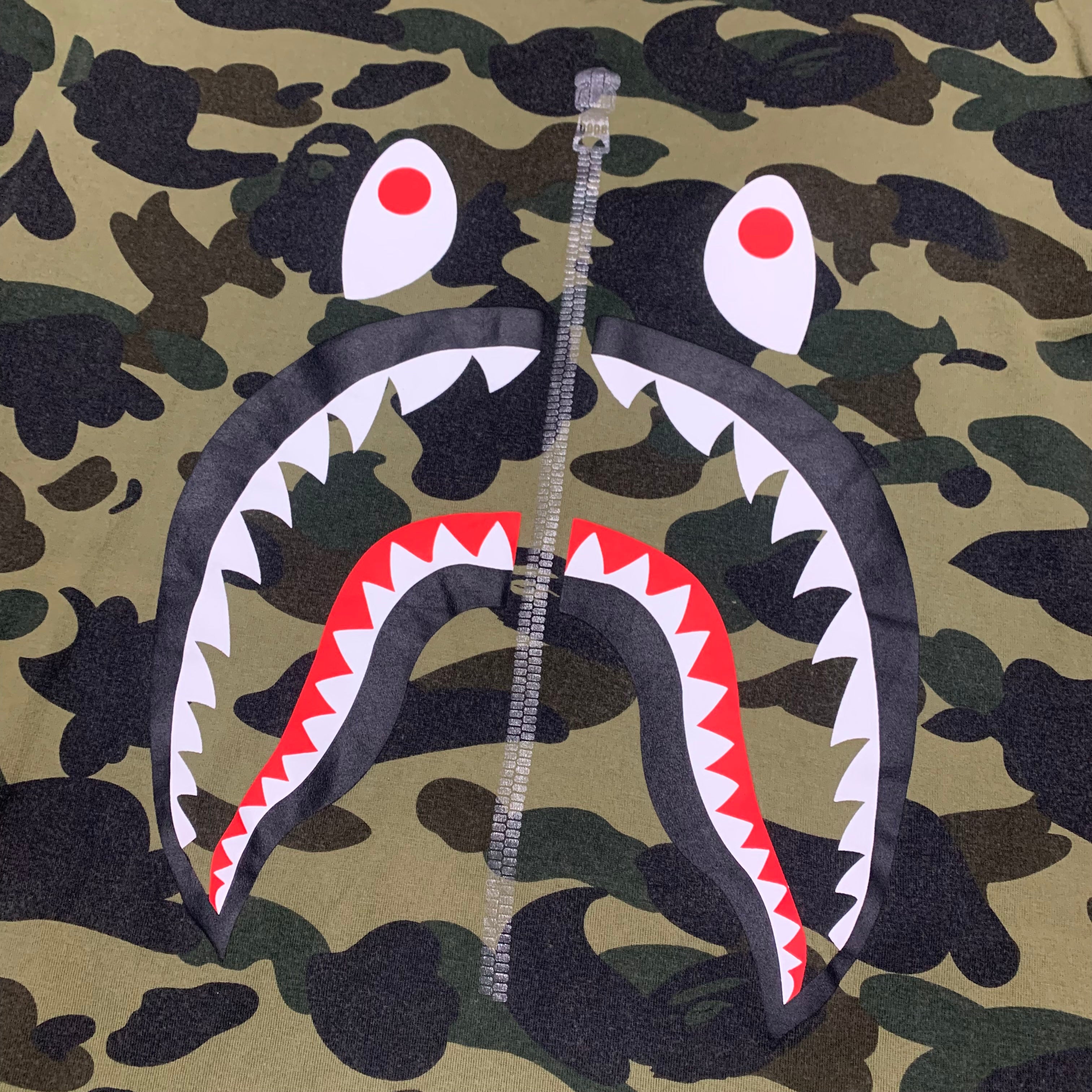 Bape Large Shark Green 1st Camo Tee A Bathing Ape