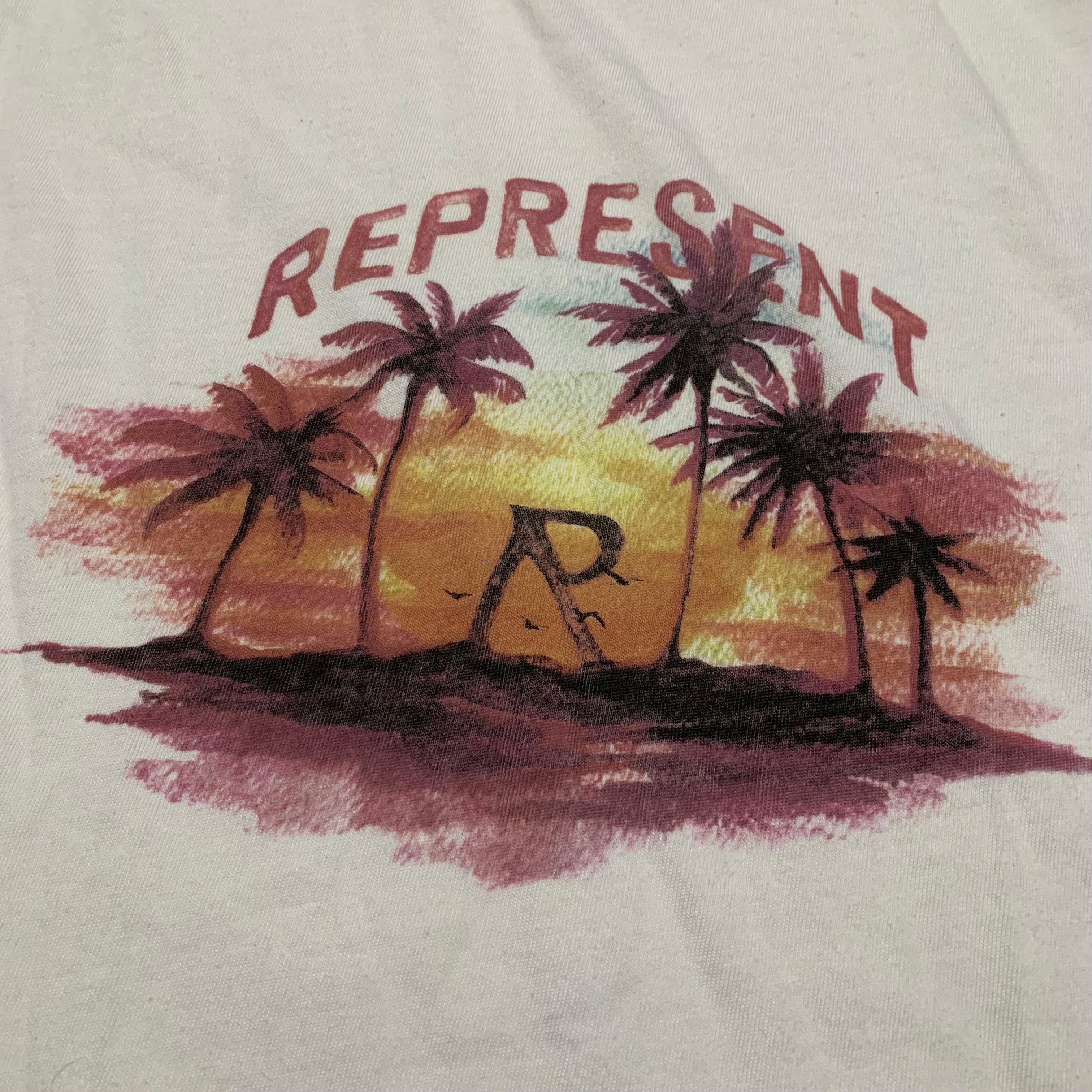 Represent Small Sunset Graphic Flat White Tee