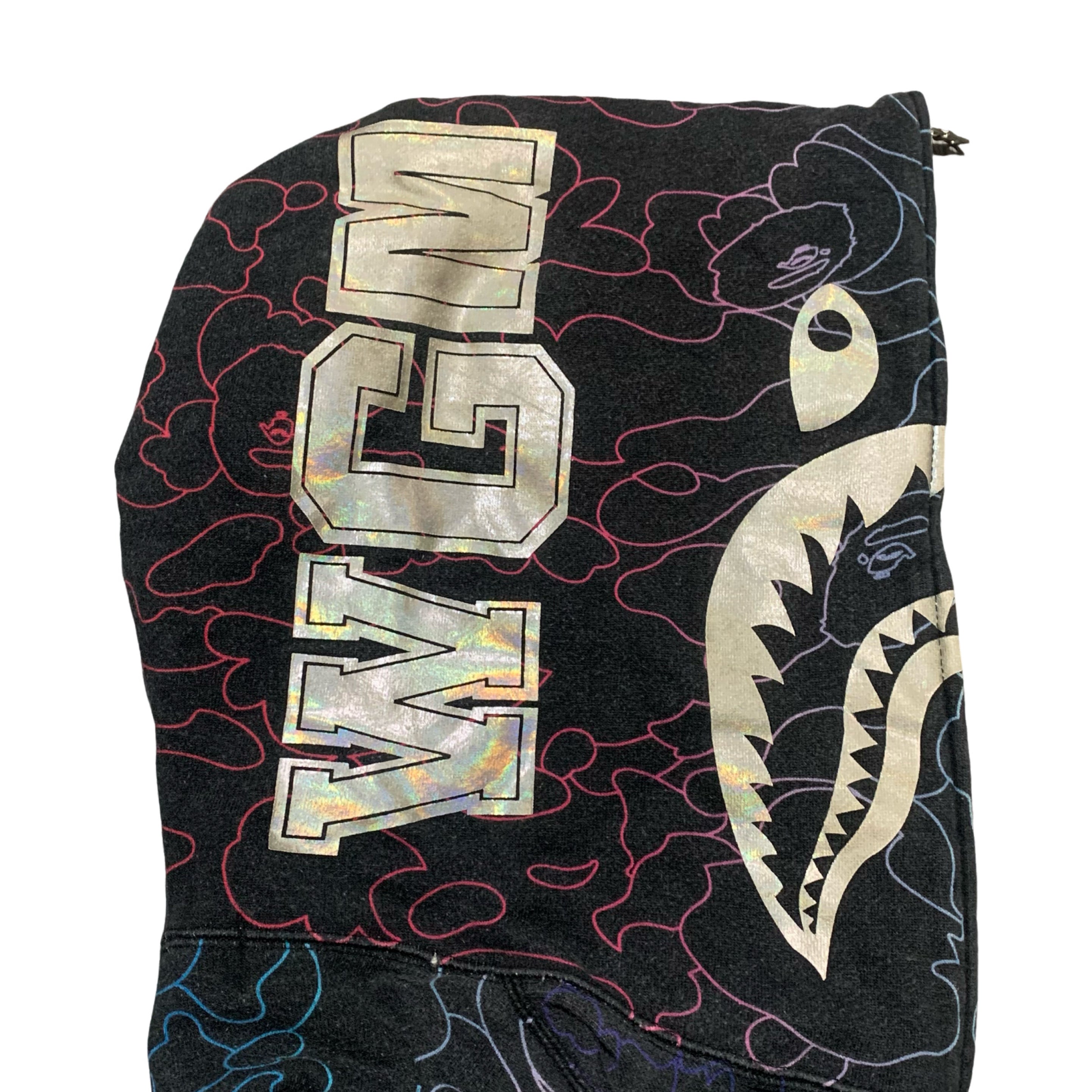 Bape Large Shark Hoodie Pencil Neon Camo Black Hoodie Full Zip A Bathing Ape