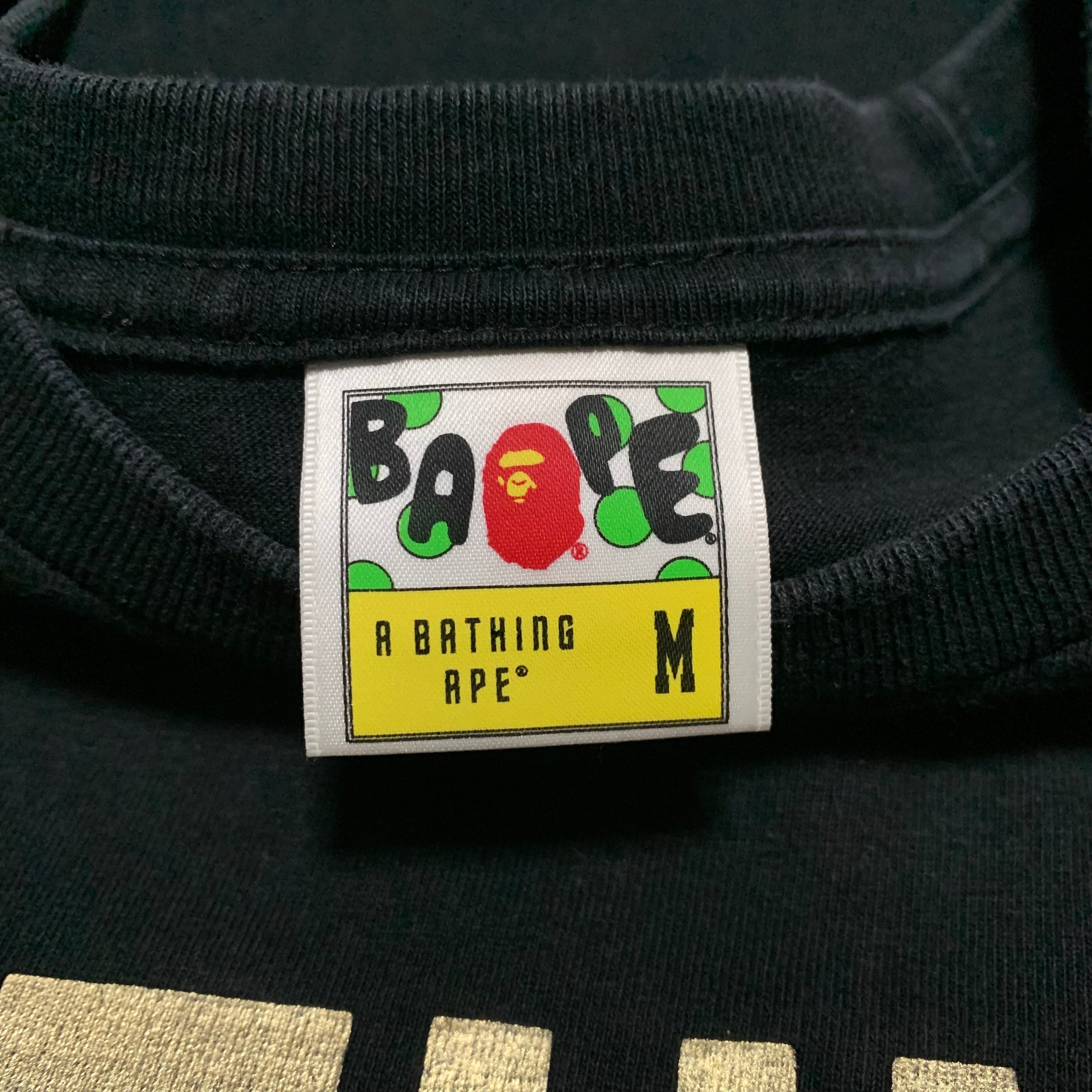 Bape Medium Gold Bathing Ape Black Tee A Bathing Ape
