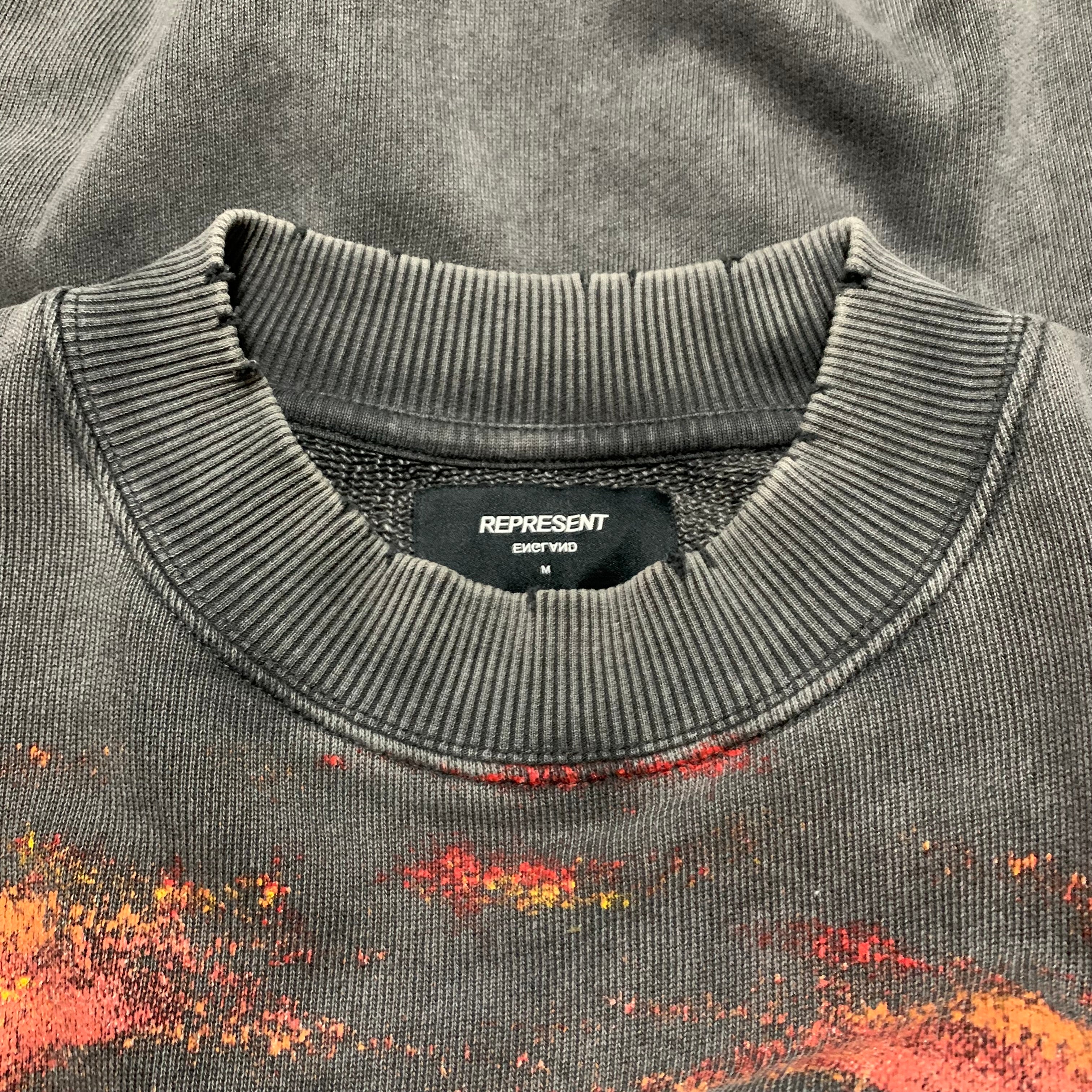 Represent Medium Spirit Angel Vintage Grey Sweater Sweatshirt Crewneck