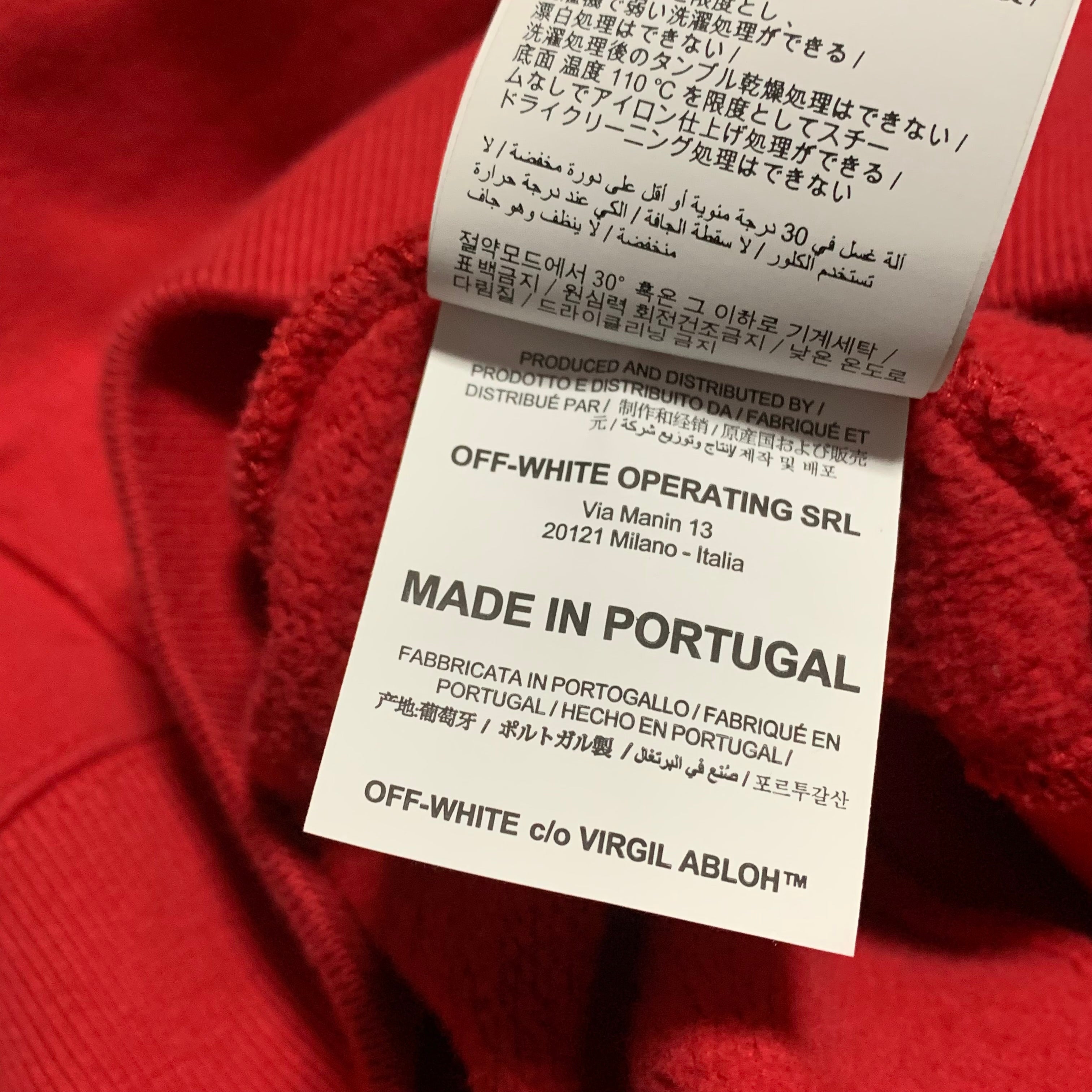 Off White Small Caravaggio Arrows Red Hoodie Virgil Abloh