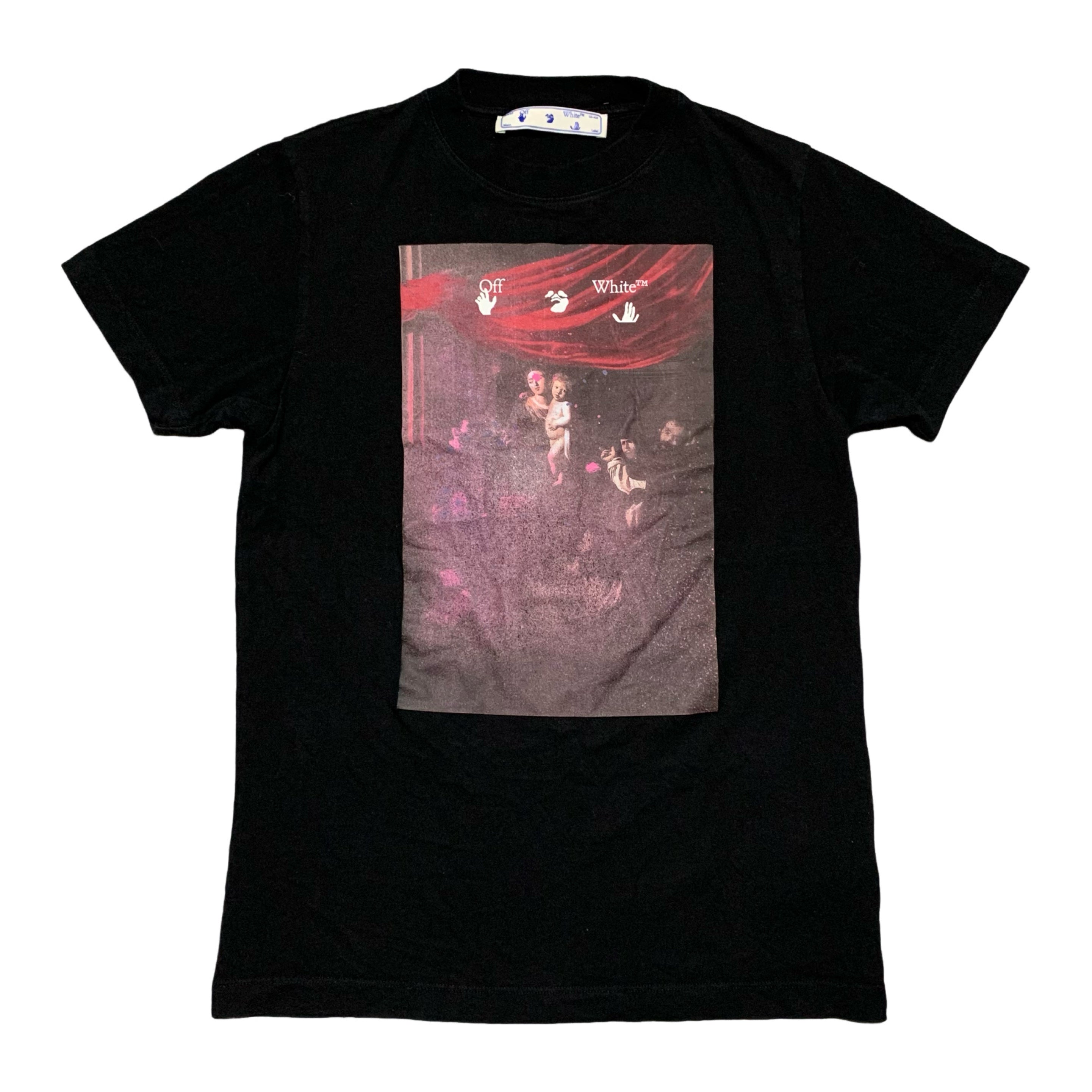 Off White Small Caravaggio Arrows Black Tee Virgil Abloh Sprayed Graffiti