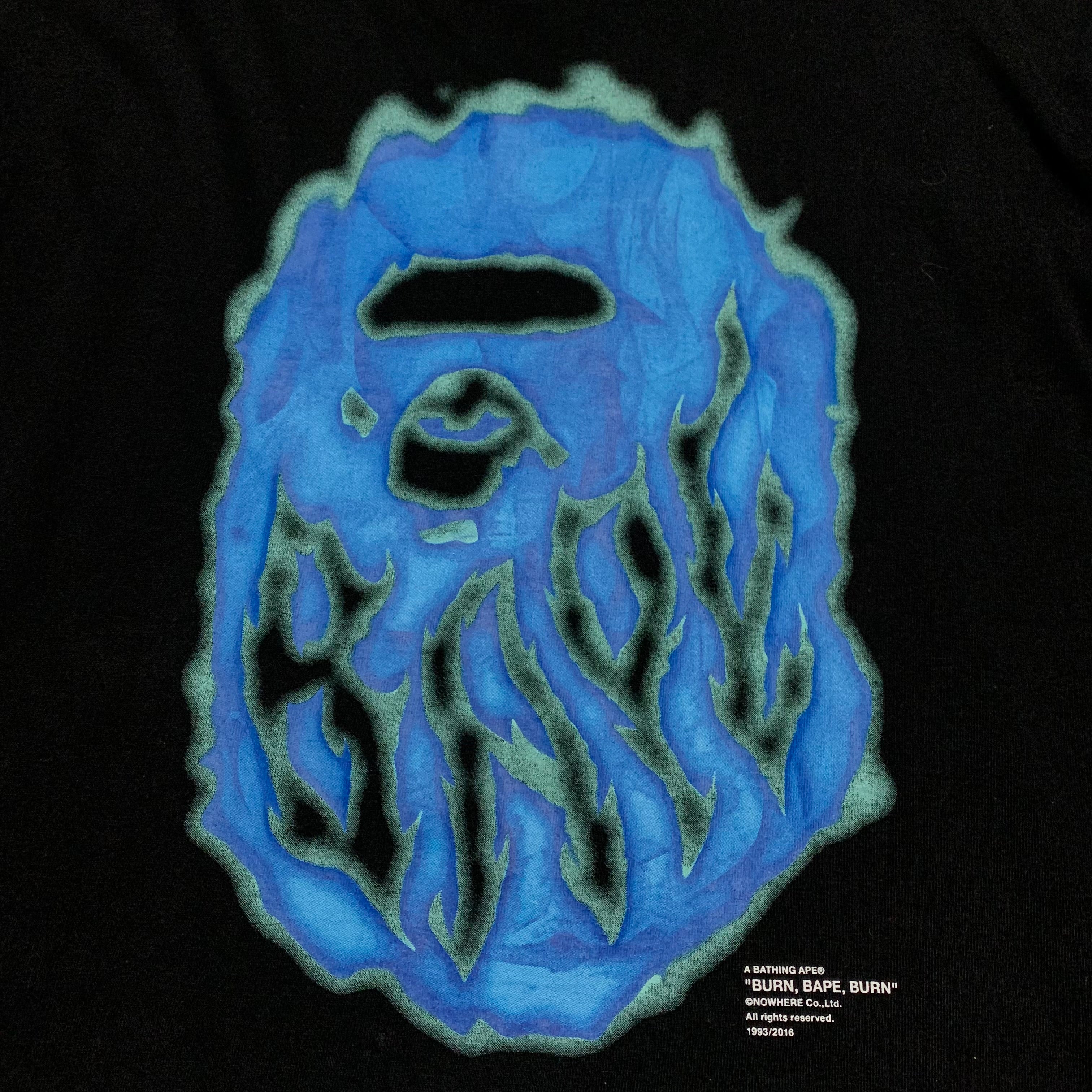 Bape XL Burn Ape Head Black Long Sleeve Tee