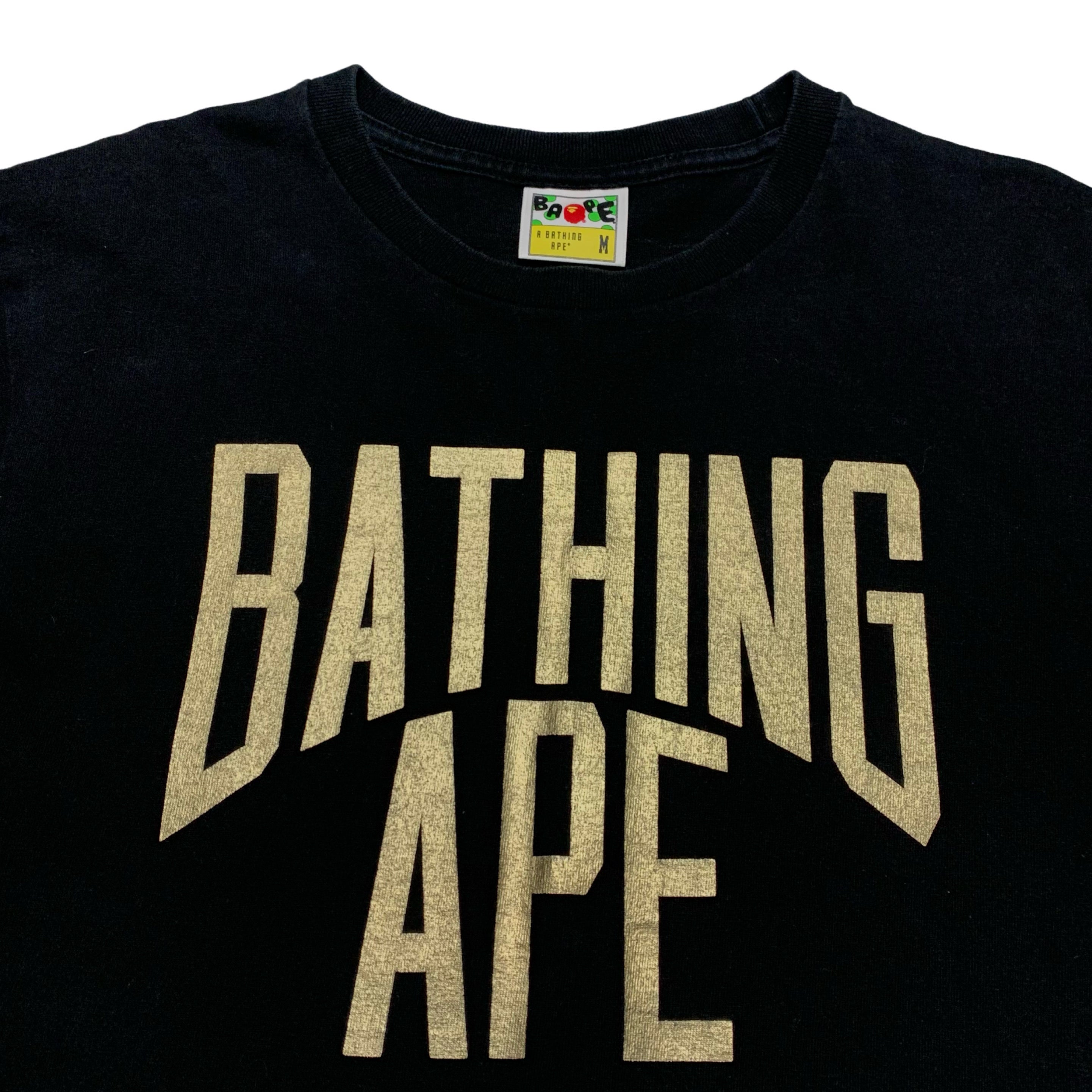 Bape Medium Gold Bathing Ape Black Tee A Bathing Ape