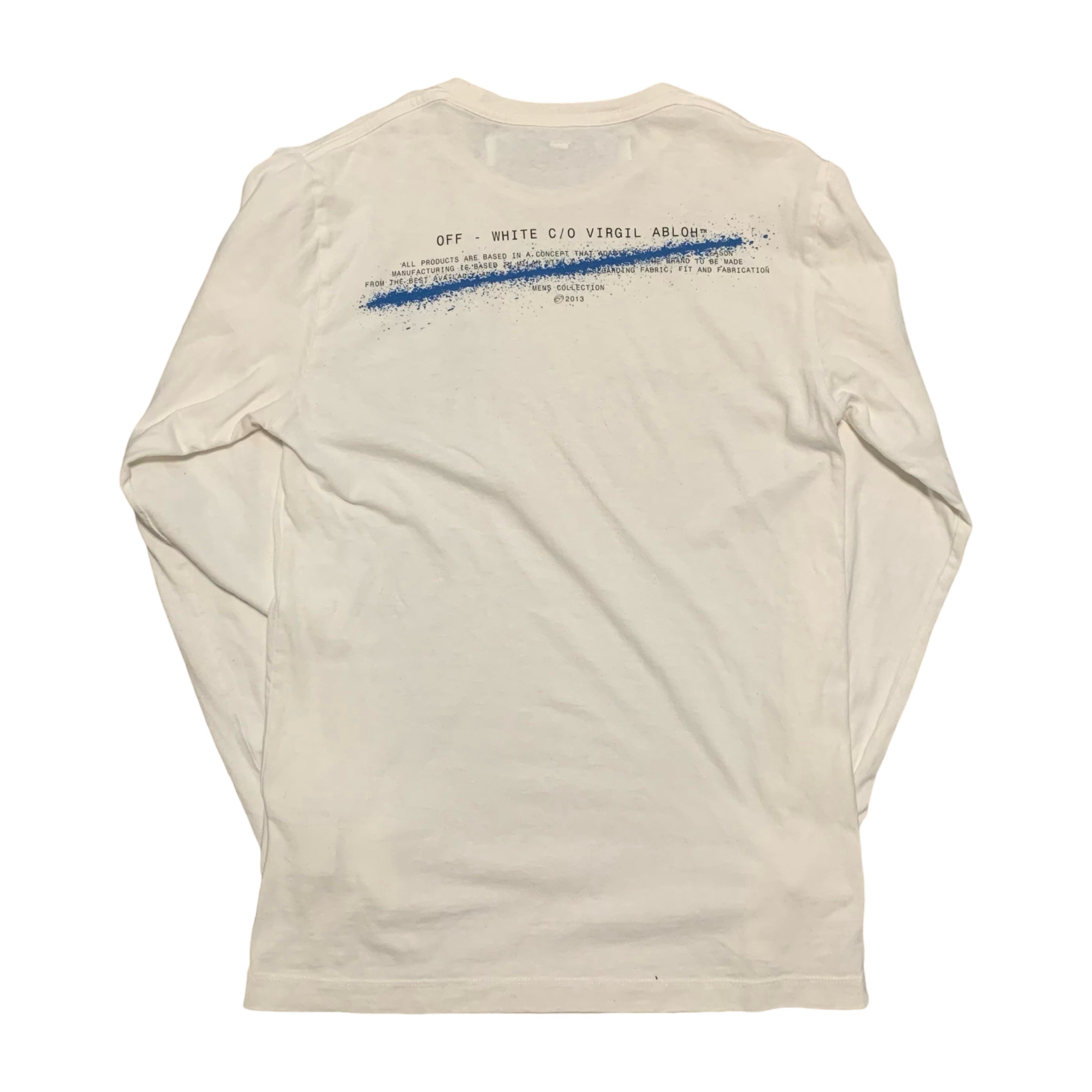 Off White XS Half Arrows Man White Long Sleeve Tee Virgil Abloh (OMAB001S20185010)