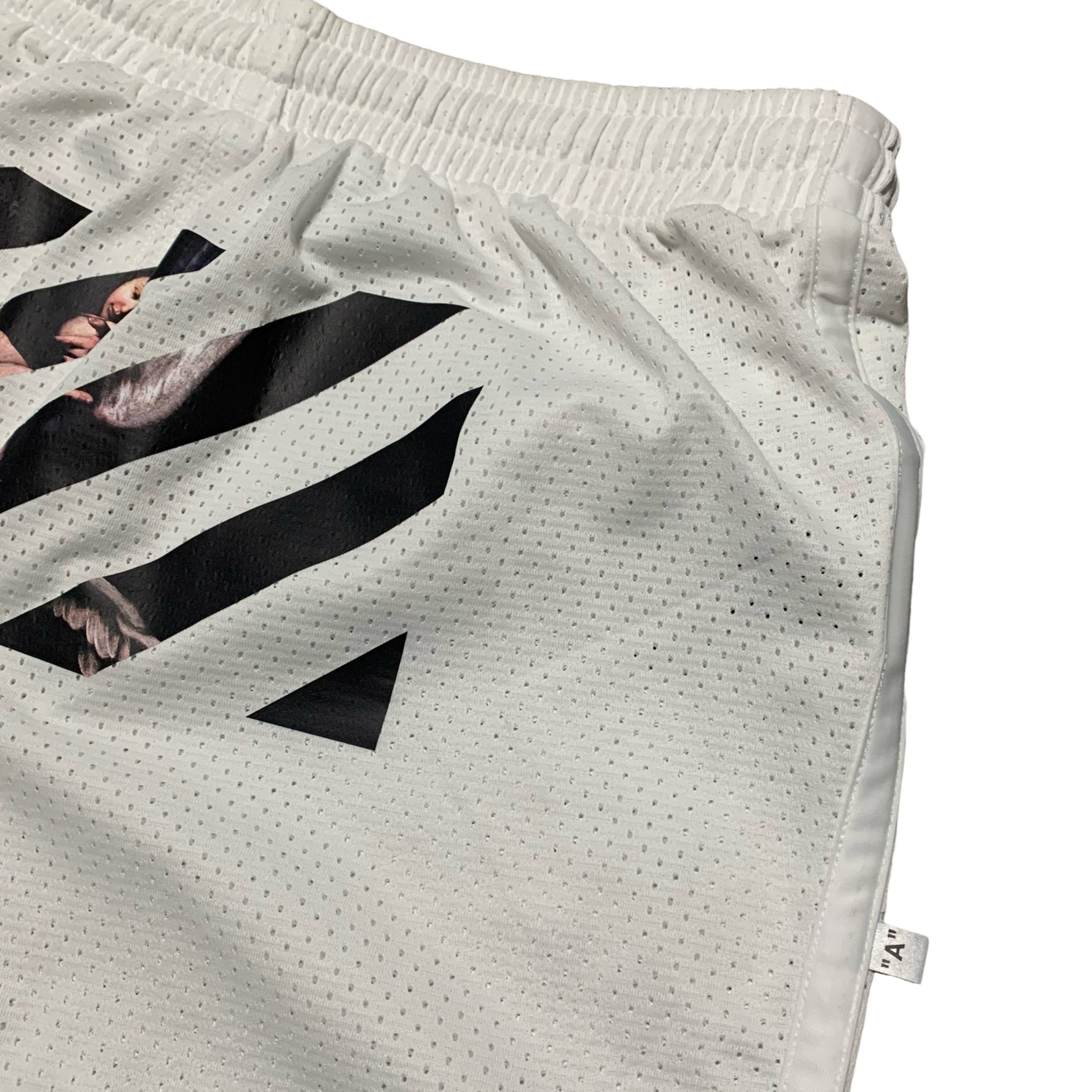 Off White Large Shorts Caravaggio Diag White Mesh Bottoms Virgil Abloh