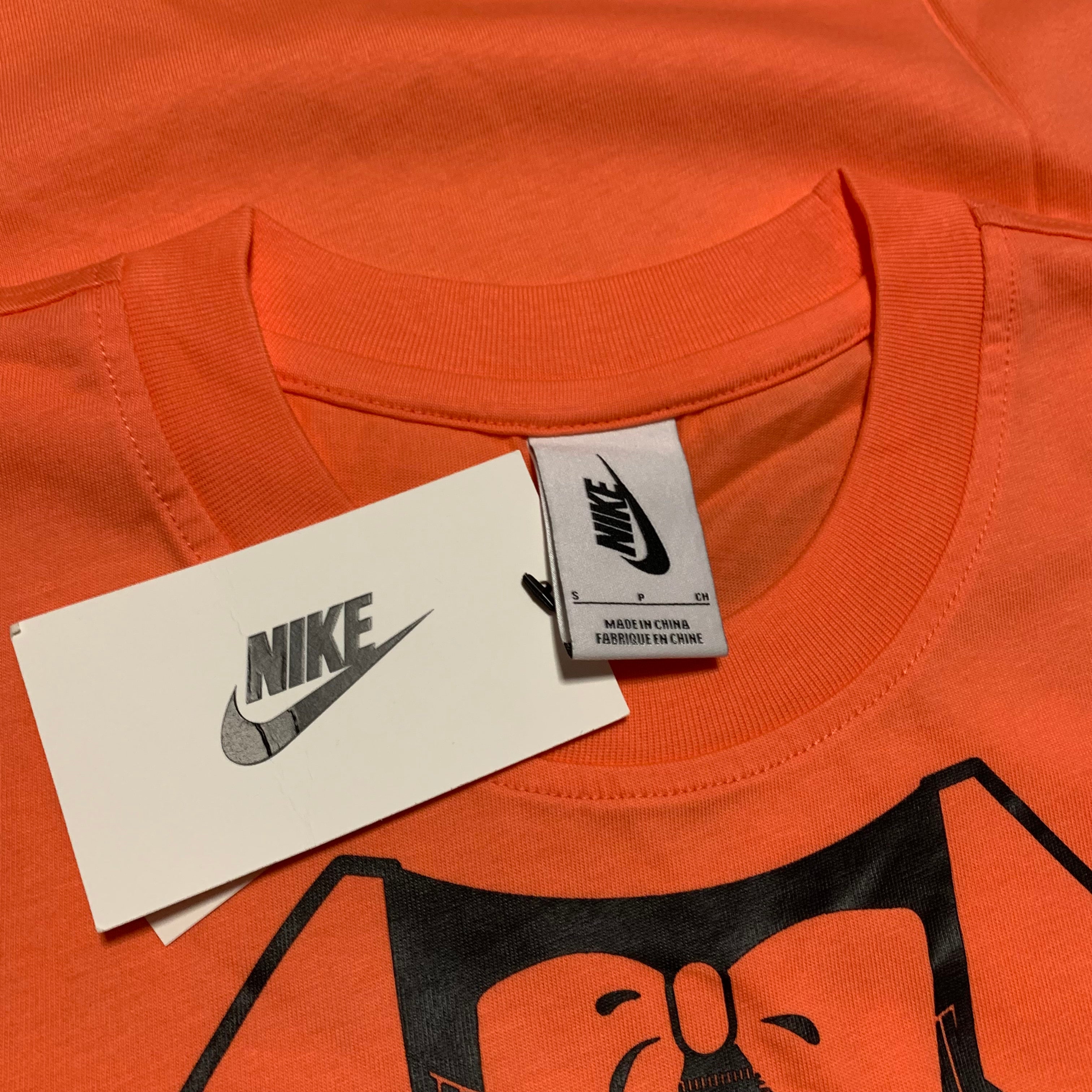 Off White Nike Small NRG A6 Tie Graphic Orange Coral Tee Virgil Abloh 2018