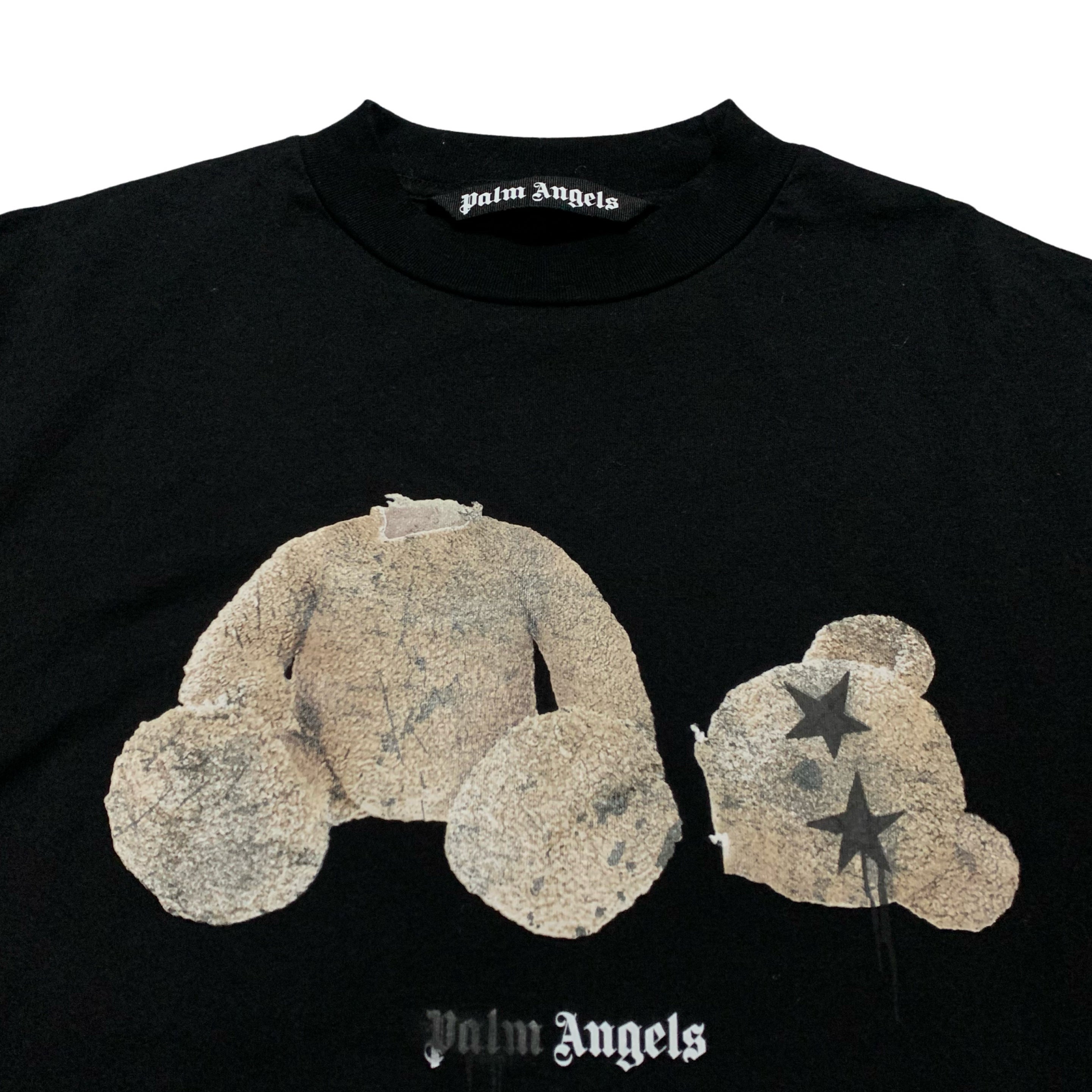 Palm Angels Small Sprayed Bear Black Tee Star