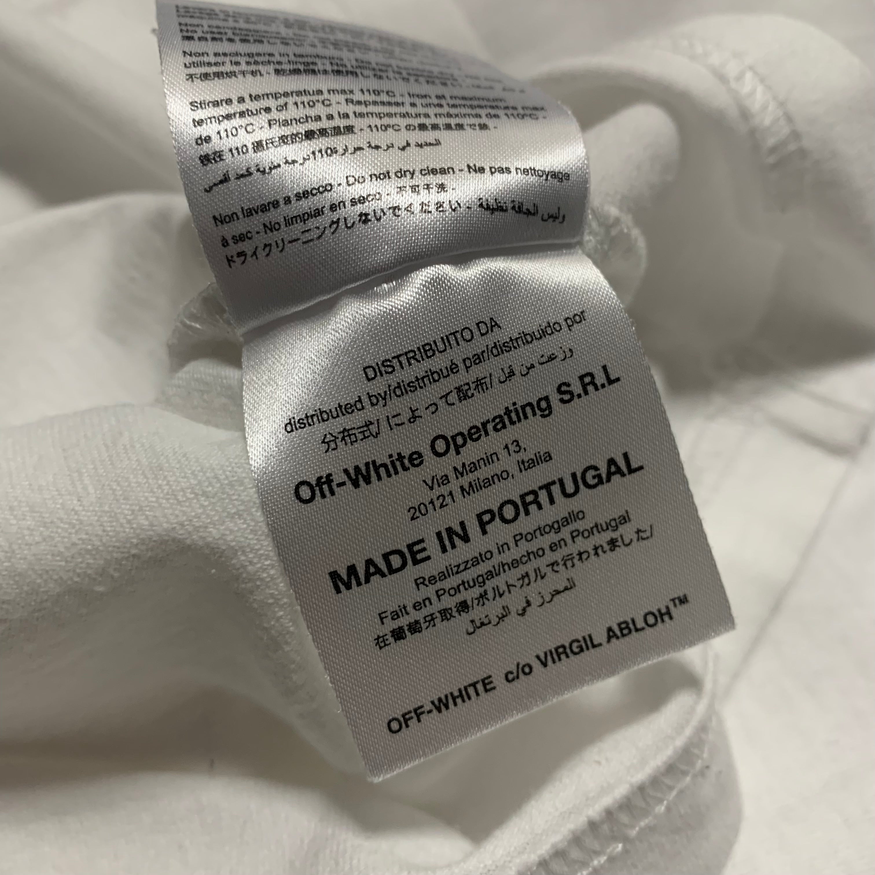 Off White XS Silver White Tee Virgil Abloh