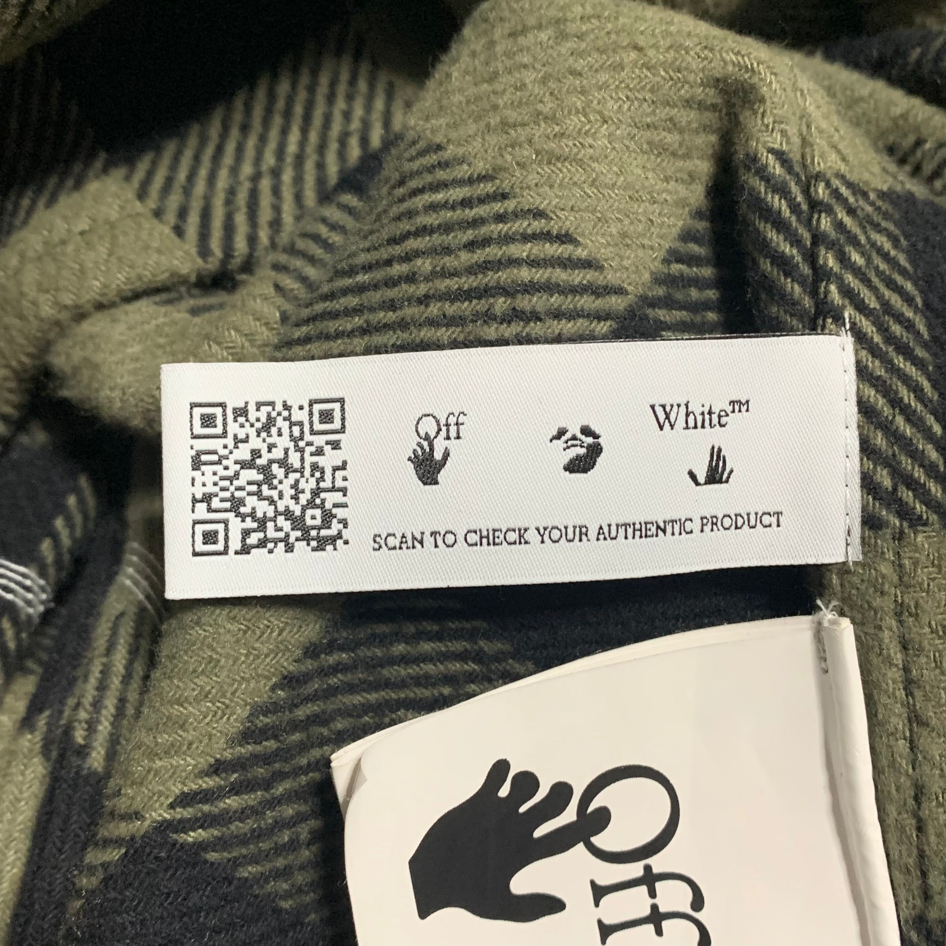 Off White Medium Flannel Shirt Arrows Checked Green Black Button Top Virgil Abloh