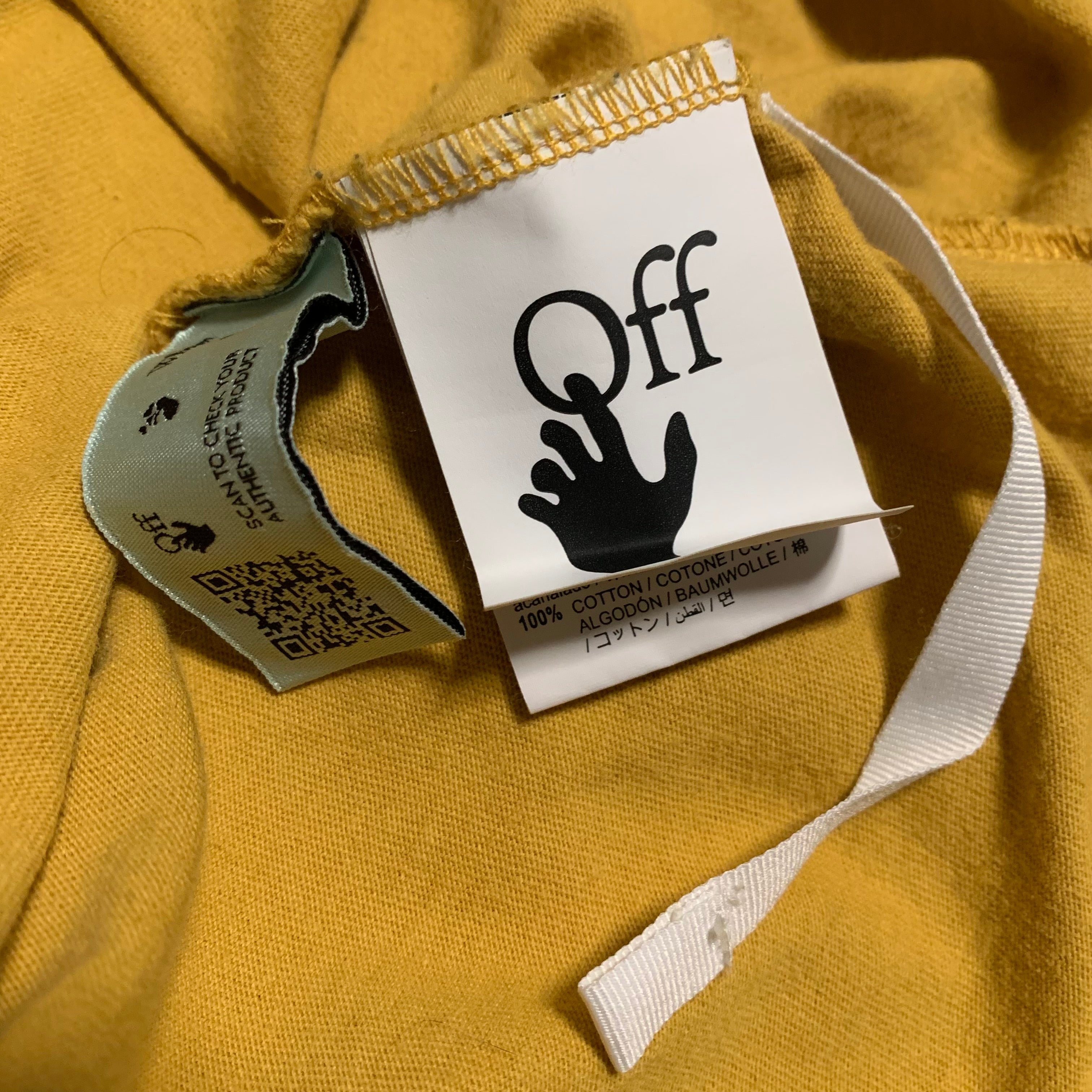 Off White Small Agreement Arrows Yellow Tee Virgil Abloh (OMAA027F20FAB013)