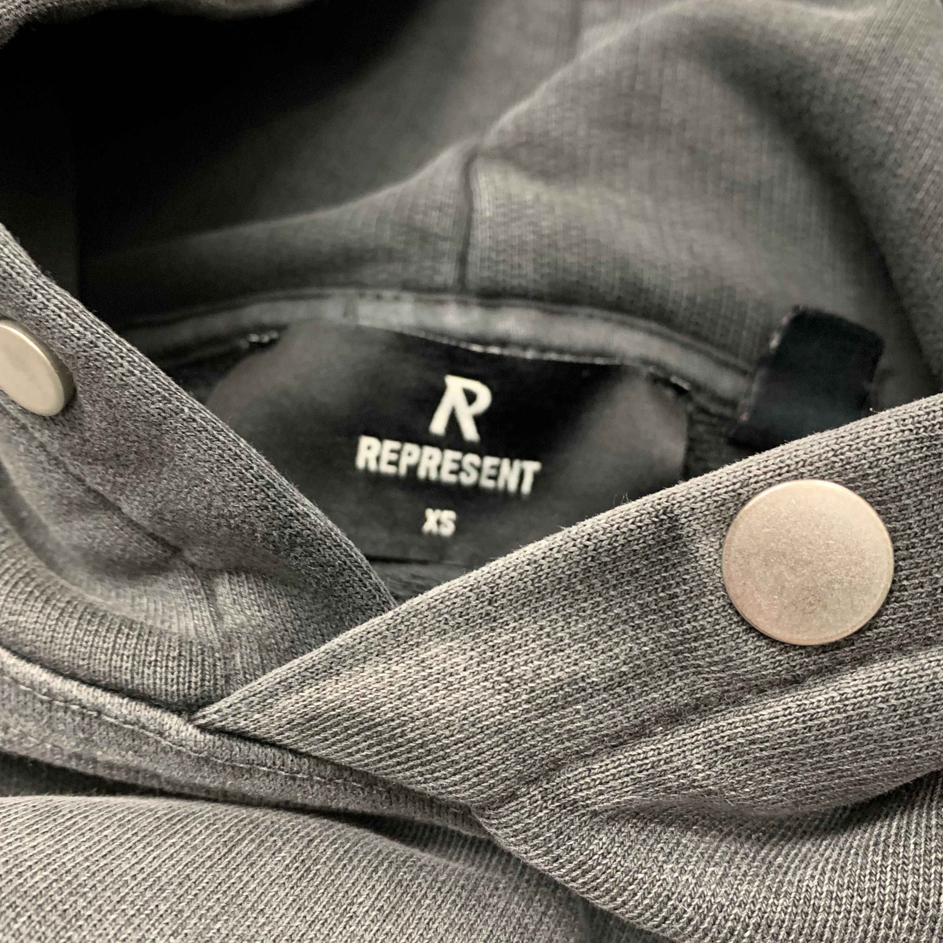 Represent XS Hoodie Initial Masking Tape Stained Black Hoodie
