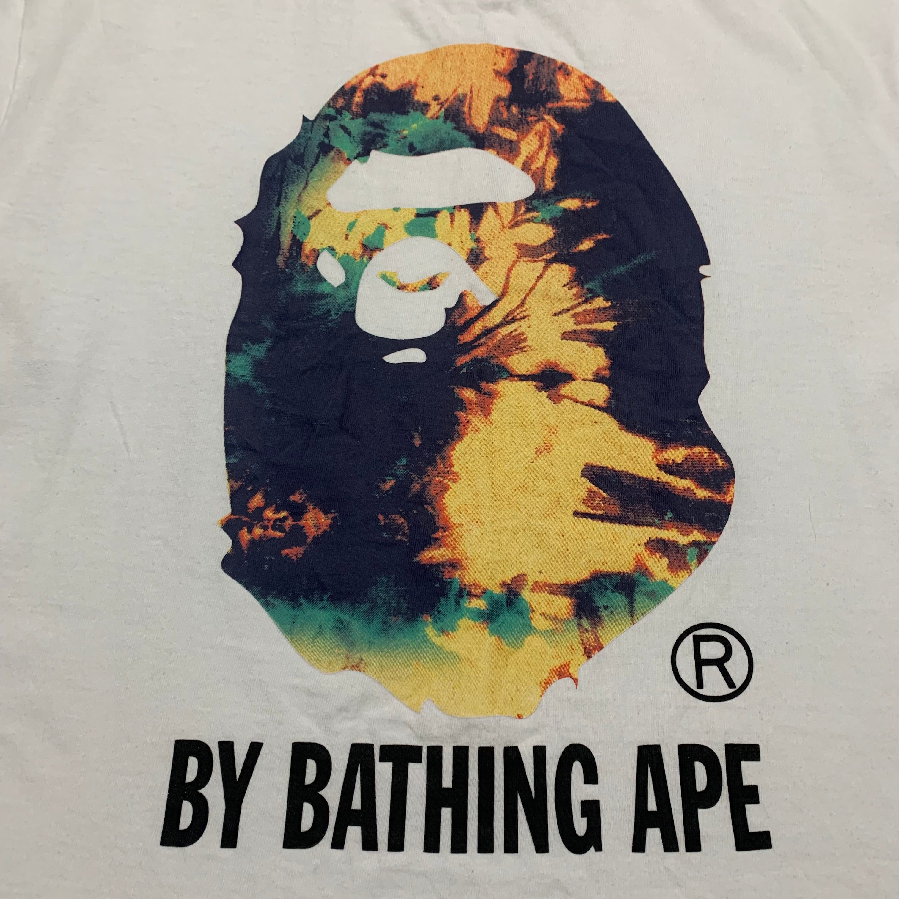Bape Medium Big Ape Head Tie Dye White Tee