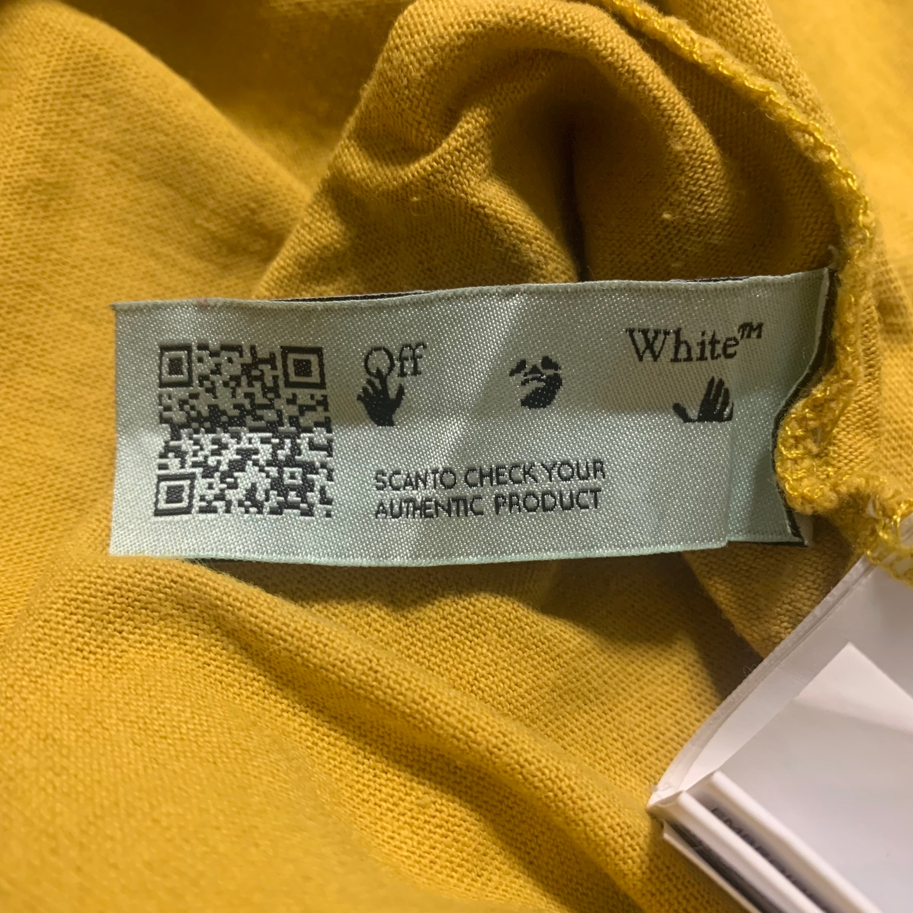 Off White XL Diag Pencil Arrows Yellow Long Sleeve Tee Virgil Abloh (OMAB001F20FAB005)