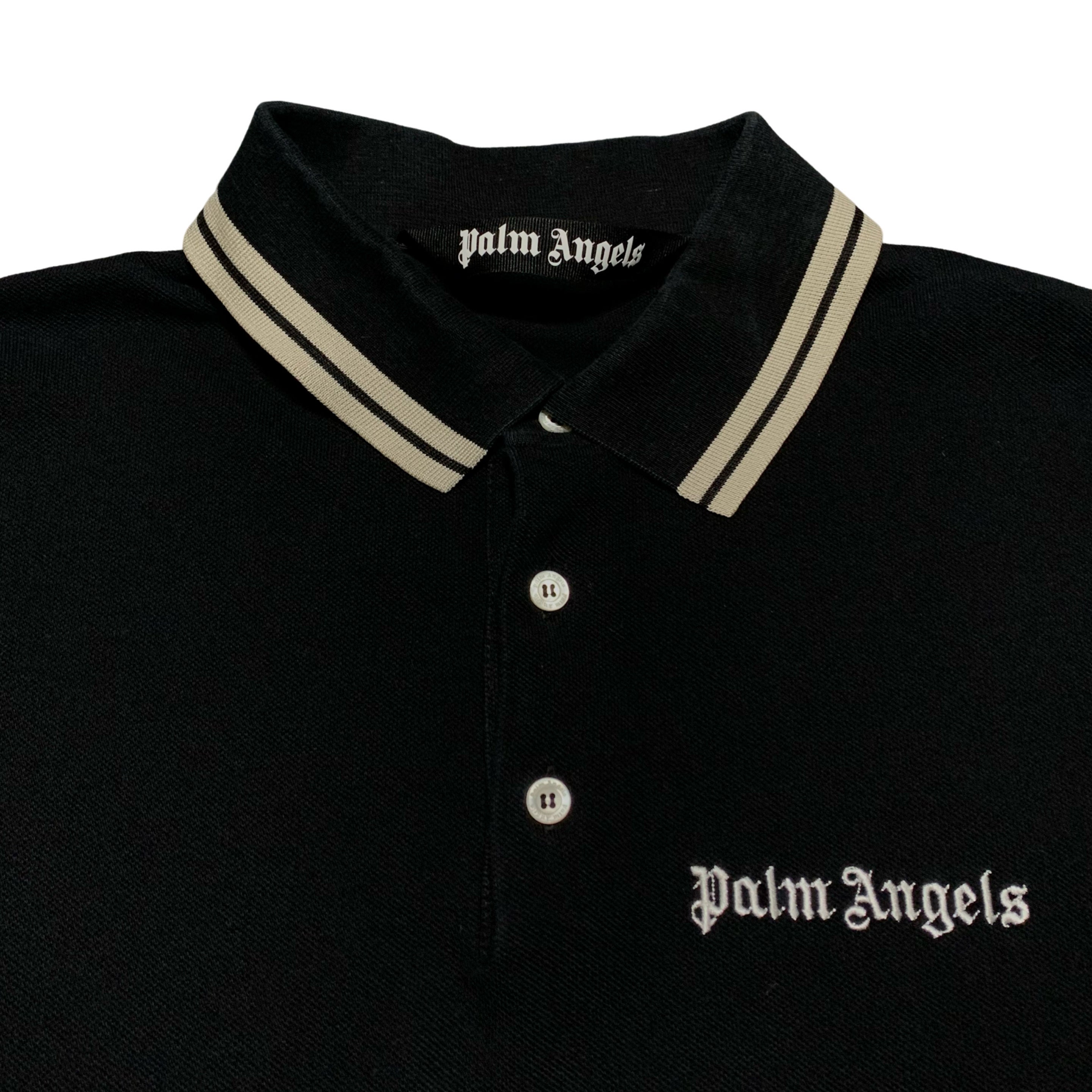 Palm Angels Medium Polo Shirt Black Button Top