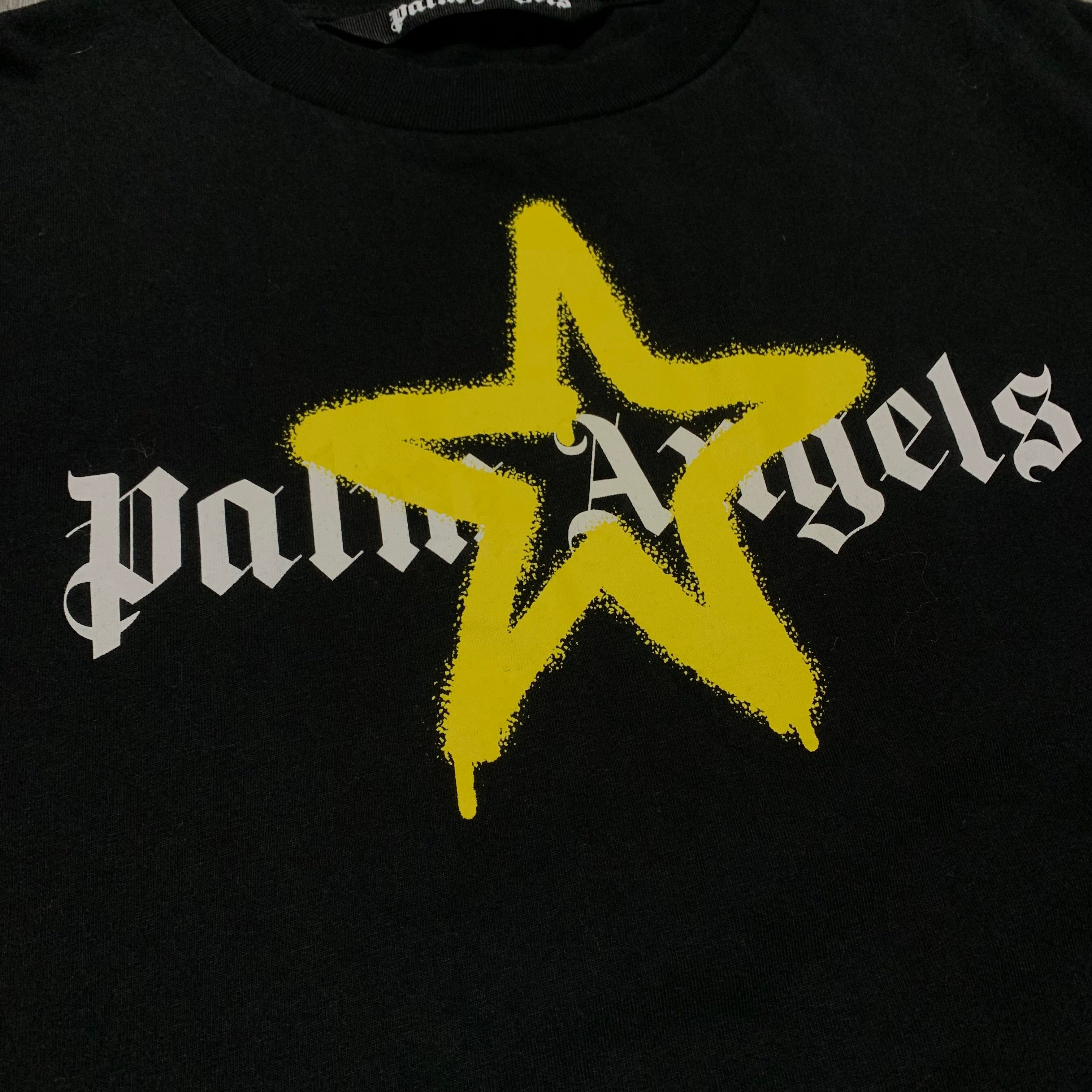 Palm Angels Medium Sprayed Star Black Tee Graffiti