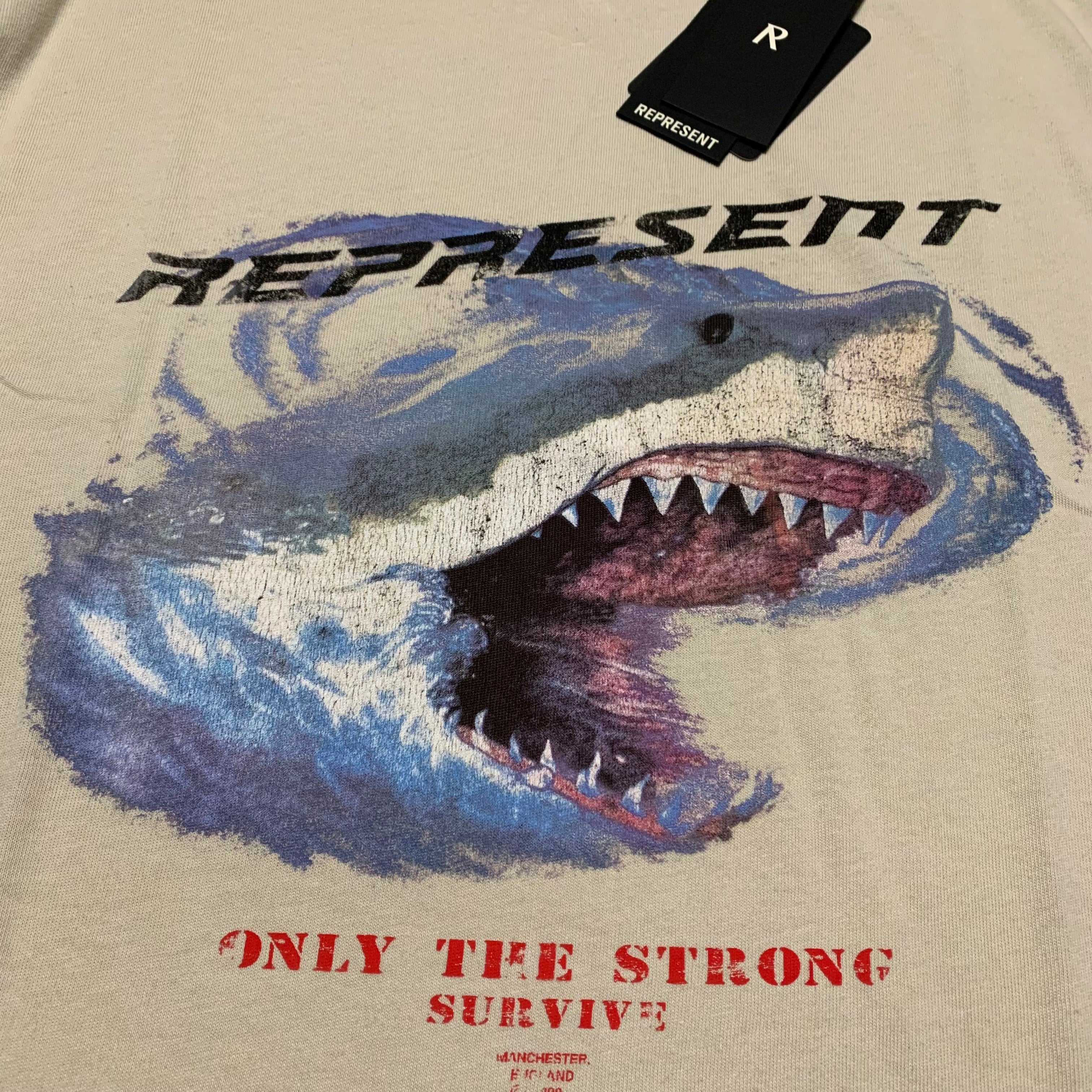 Represent Medium Only The Strong Survive Vintage White Tee