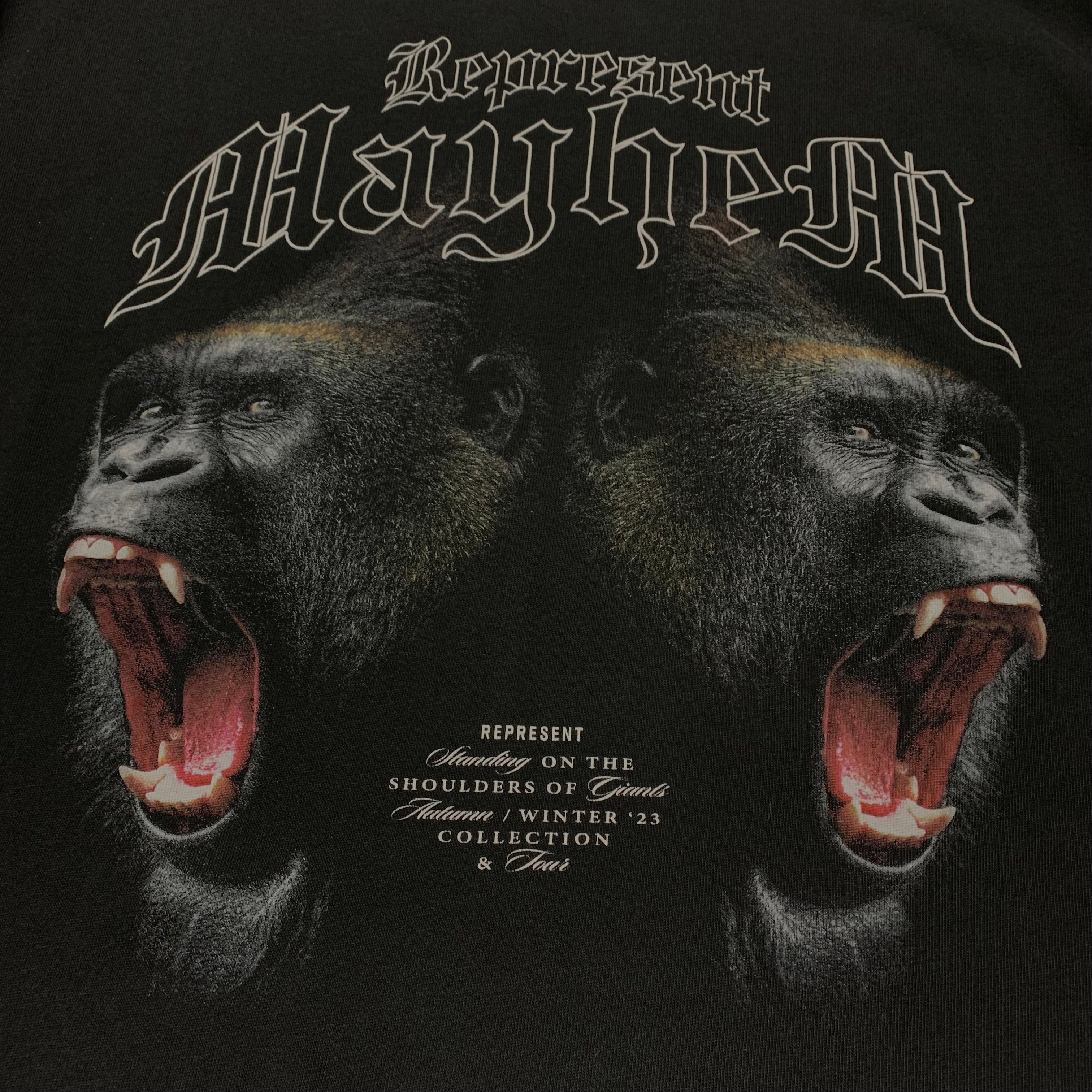 Represent Medium Mayhem Vintage Black Tee Gorilla Graphic