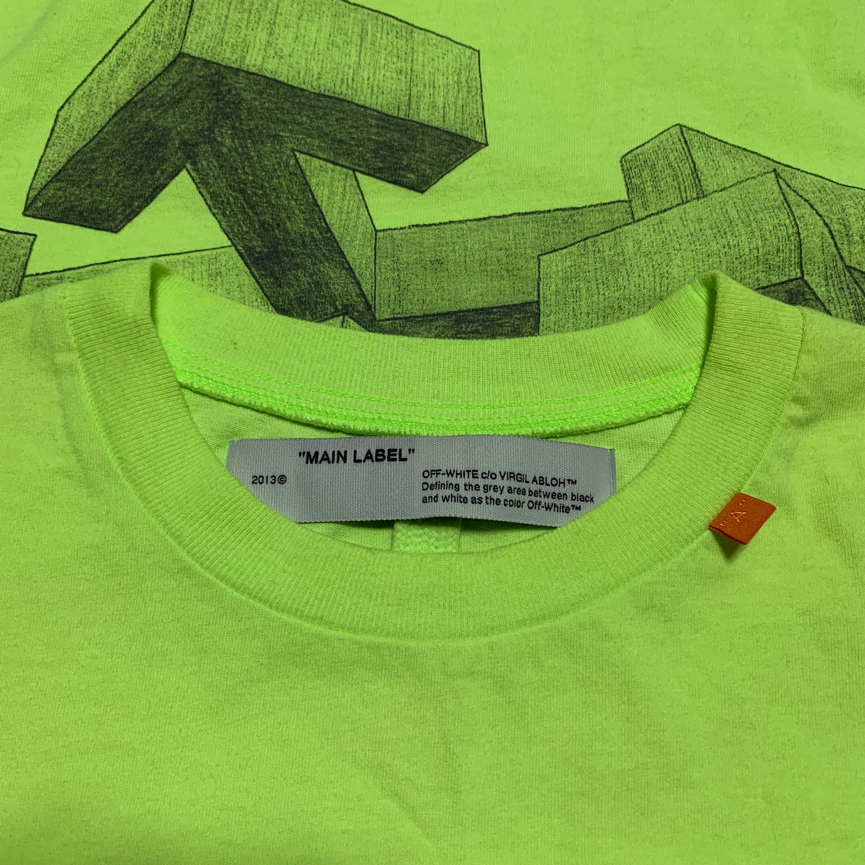Off White Small Arrows Graphic Neon Green Tee Virgil Abloh