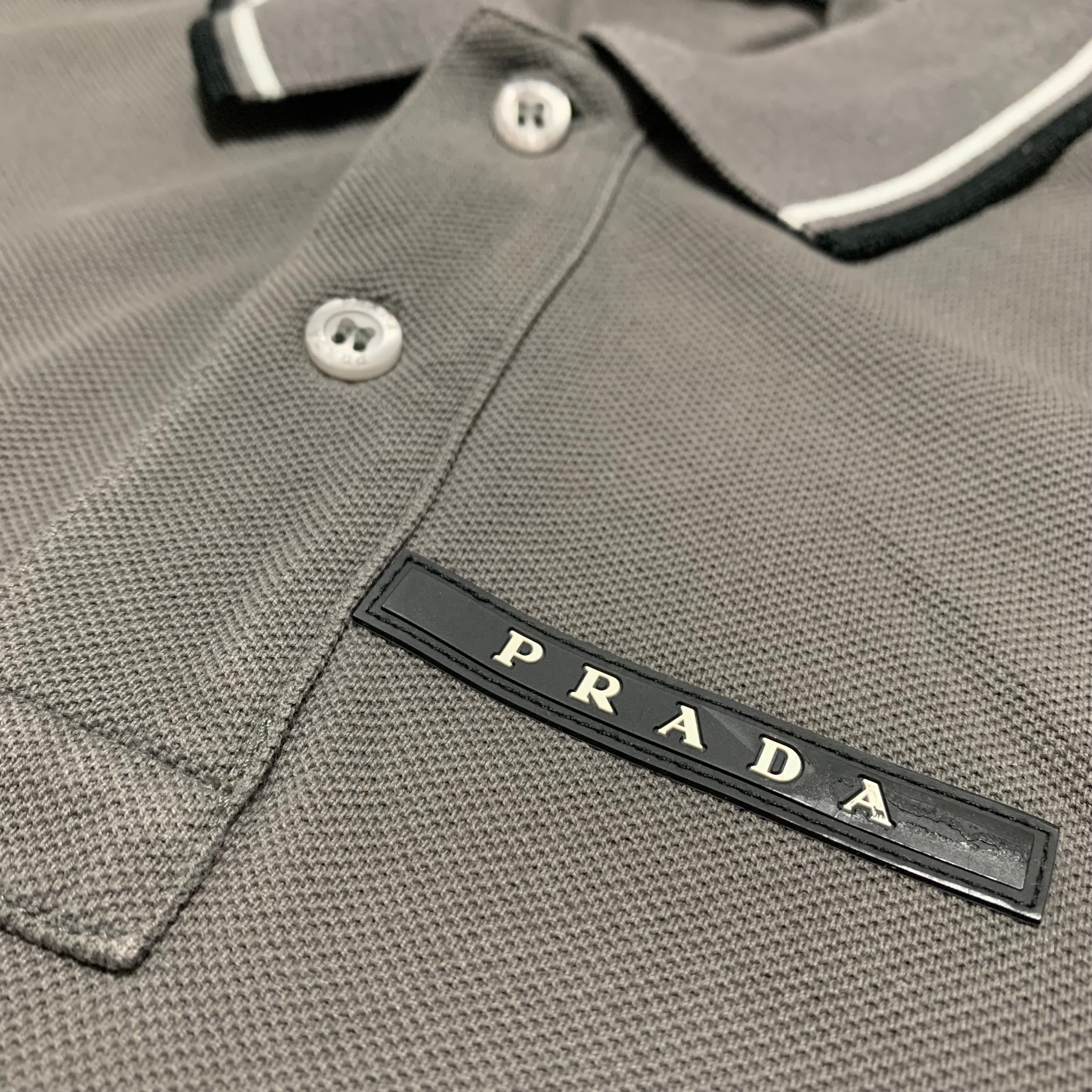 Prada Medium Polo Shirt Grey Short Sleeve Tee