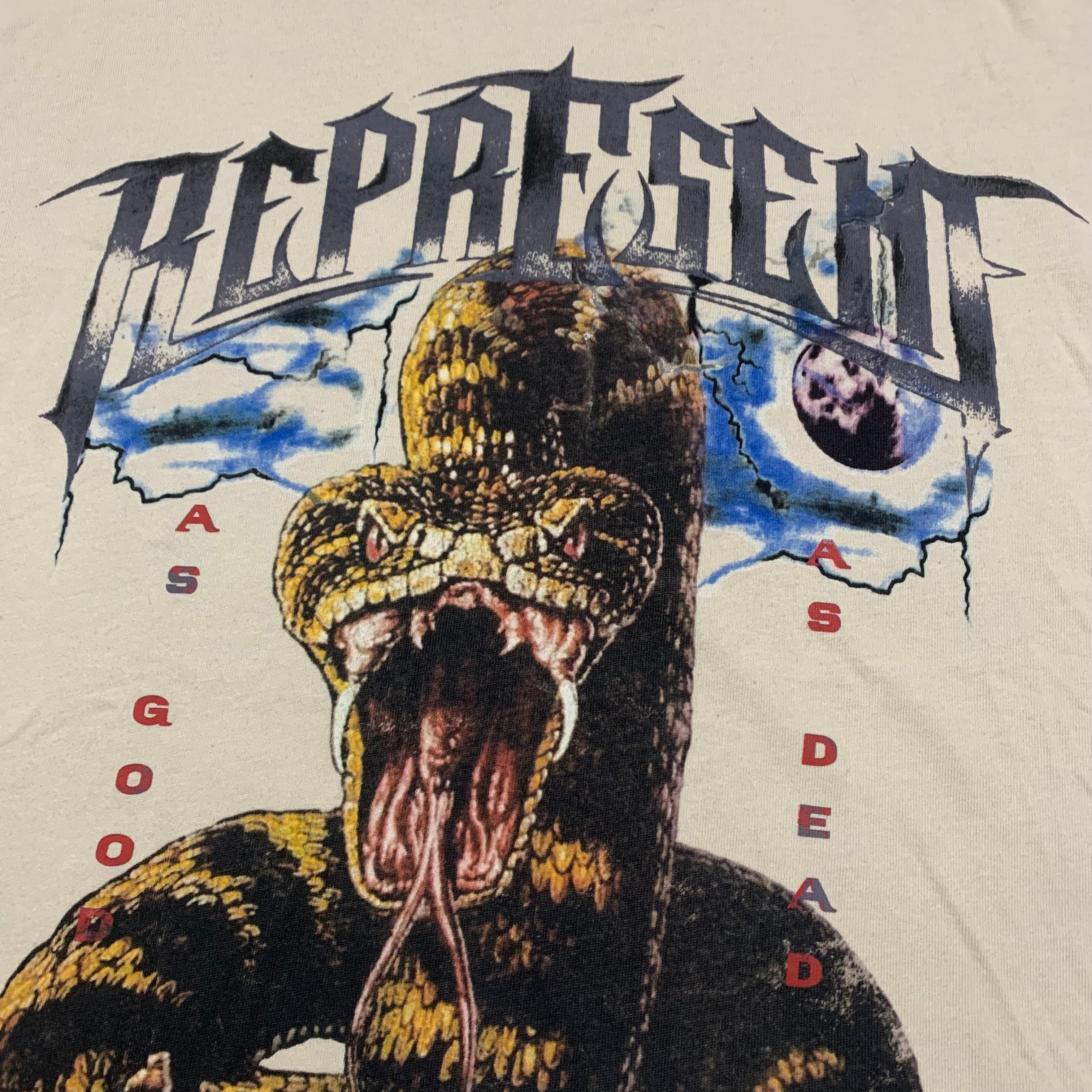 Represent Small Snake Graphic Vintage White Tee