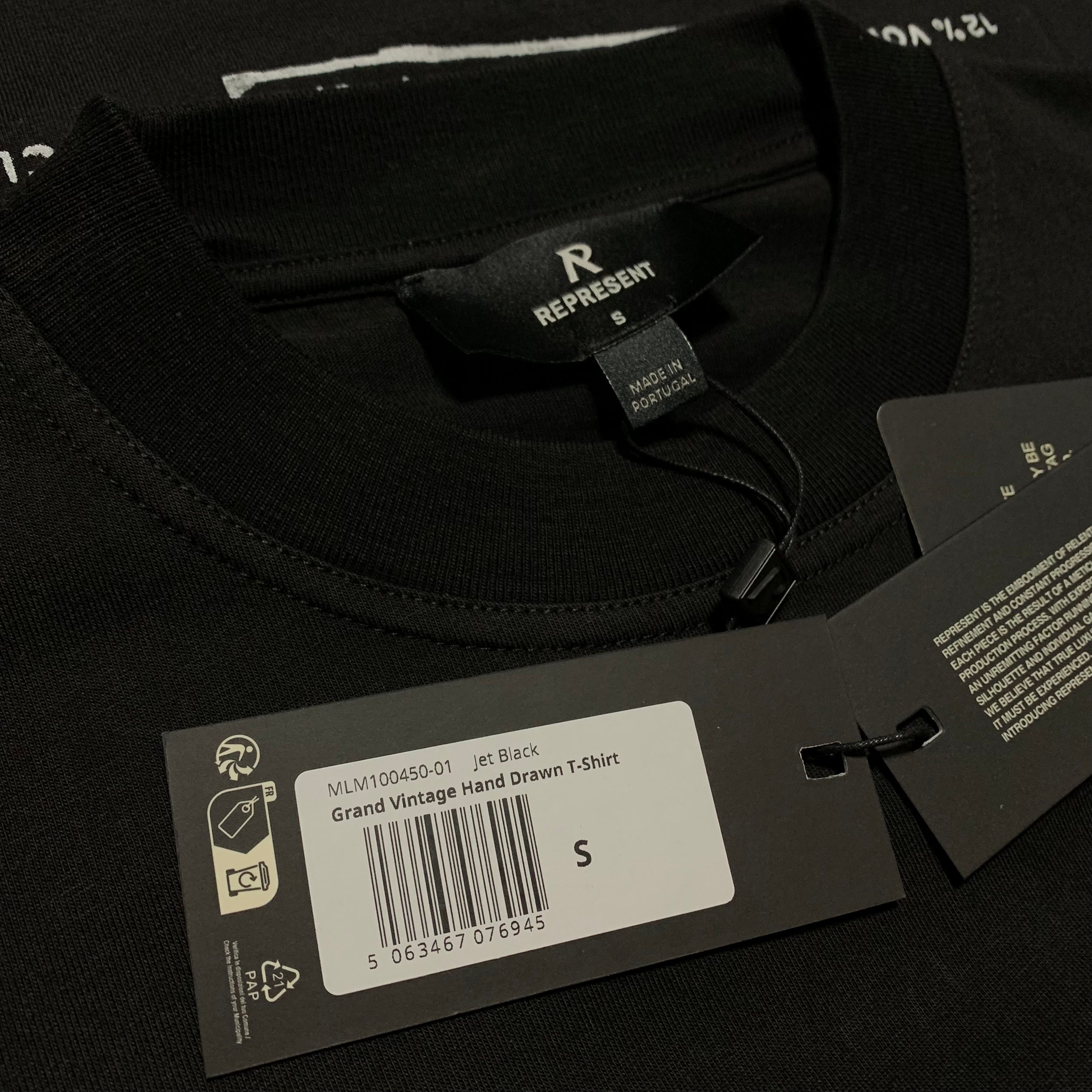Represent Small Grand Vintage Hand Drawn Jet Black Tee