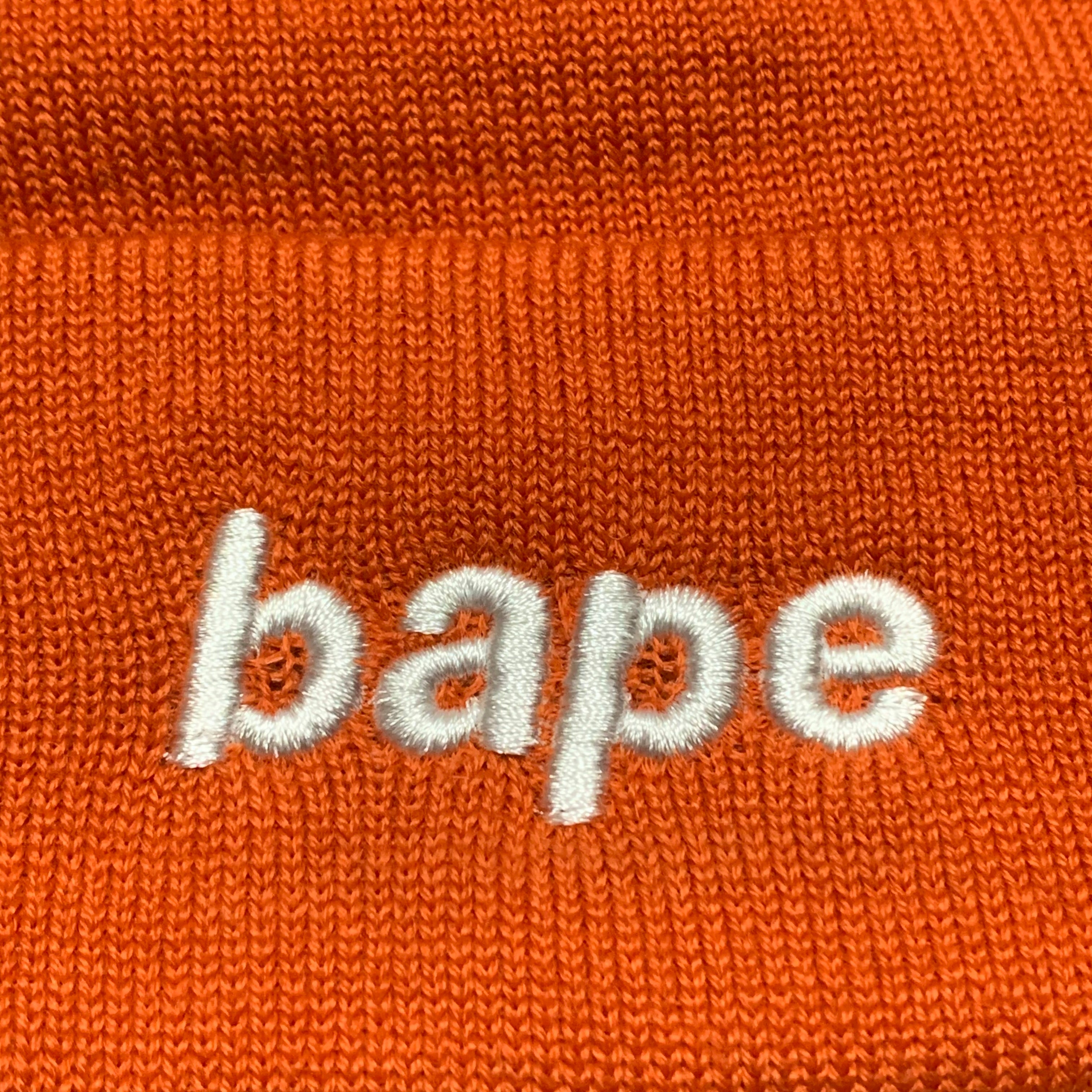 Bape Beanie Orange A Bathing Ape Logo Hat