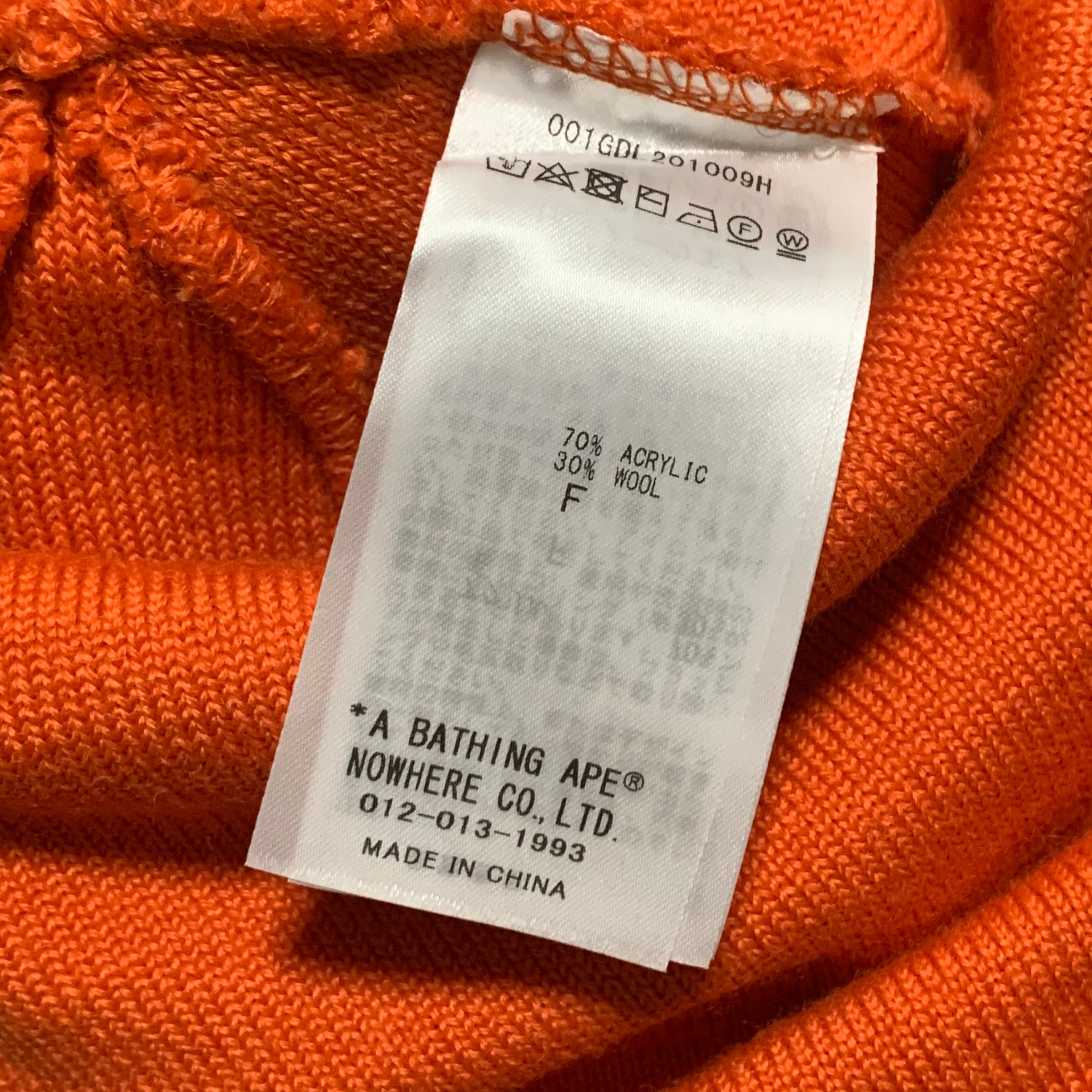Bape Beanie Orange A Bathing Ape Logo Hat