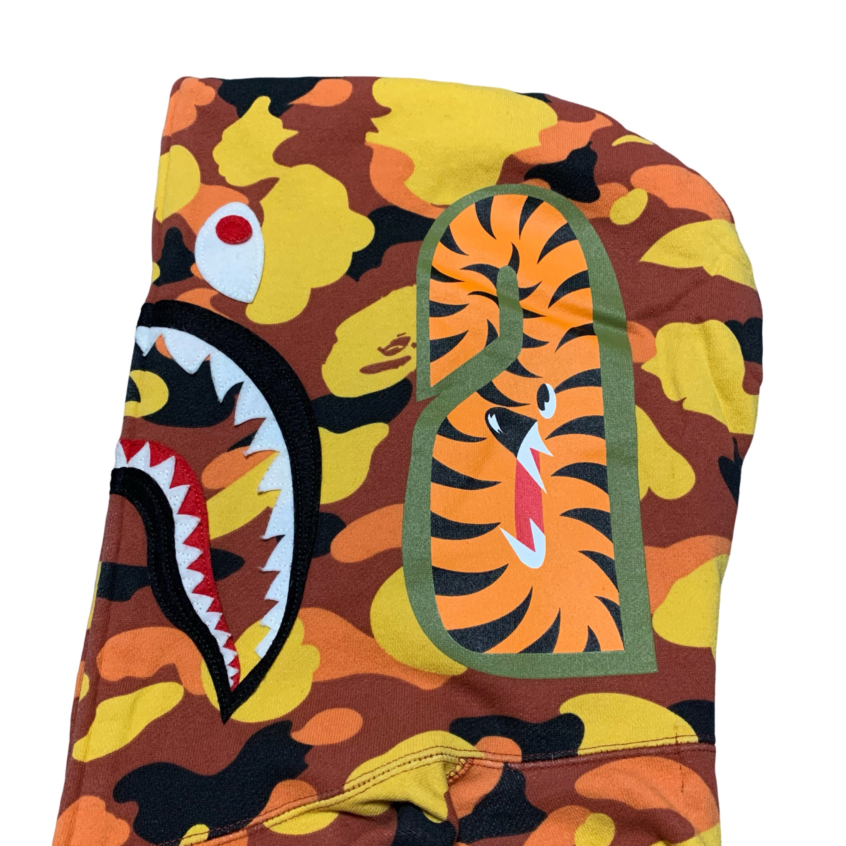 Bape Large Shark Orange Camo Full Zip Hoodie A Bathing Ape