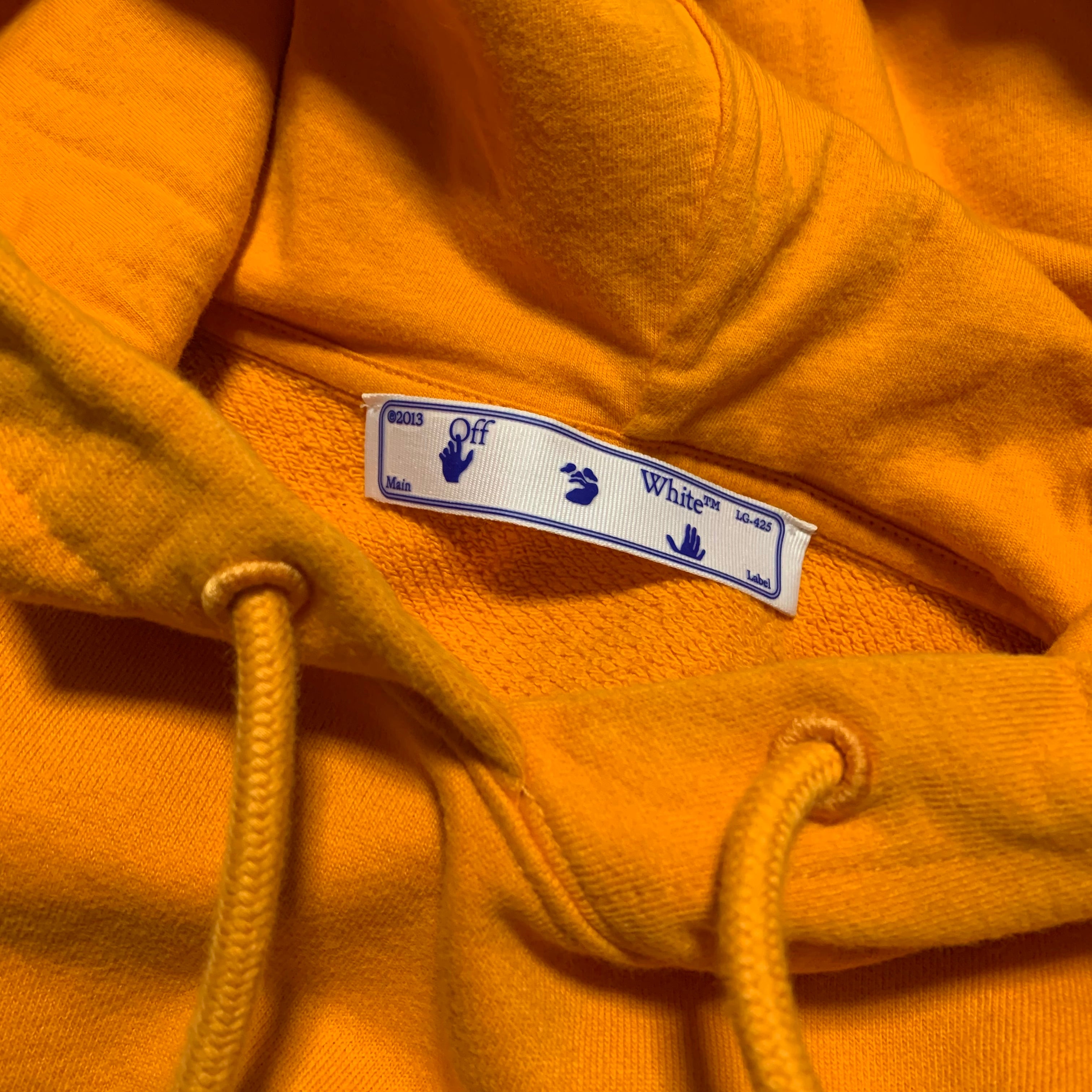 Off White Medium Underline Logo Orange Hoodie Virgil Abloh