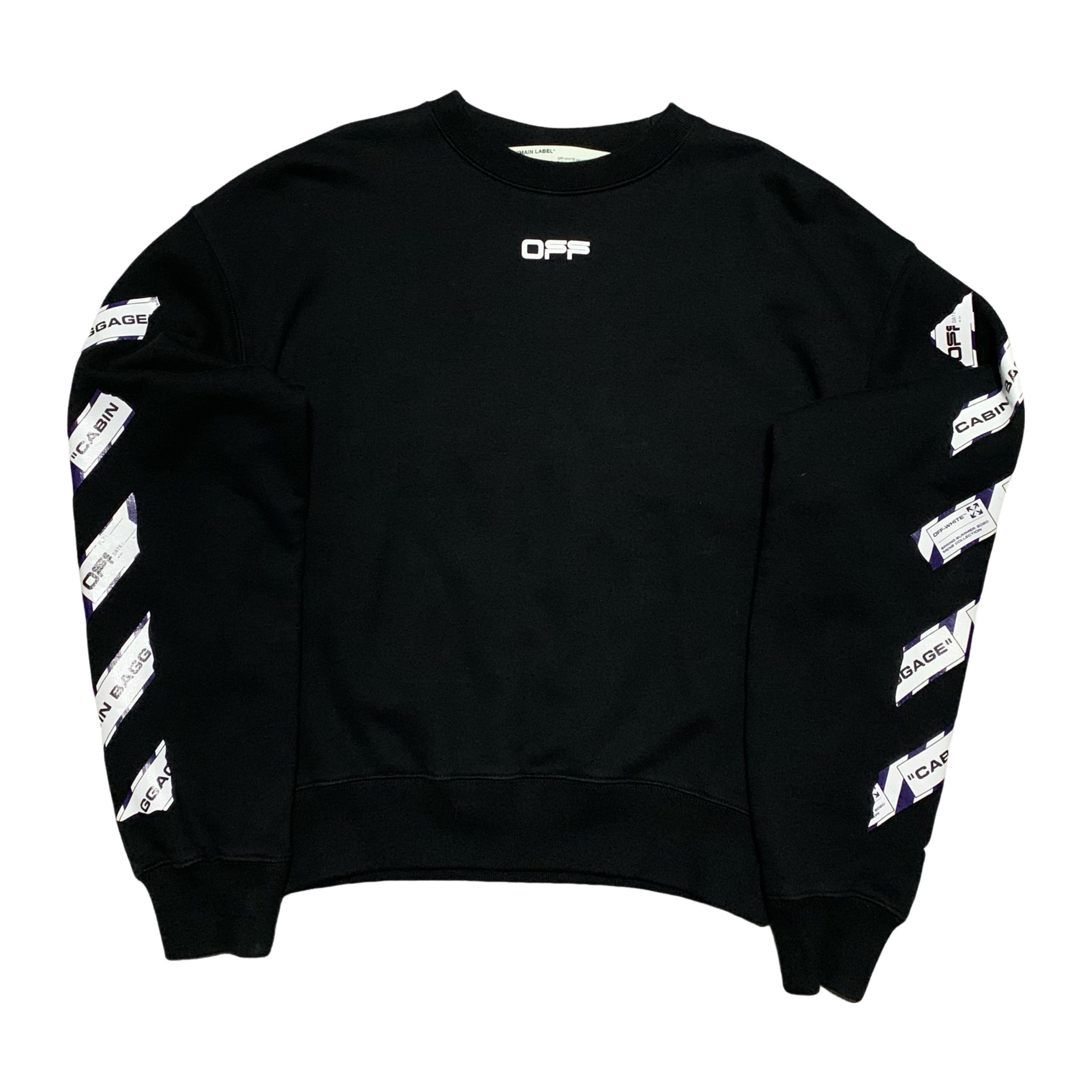 Off White XS Airport Arrows Black Sweatshirt Crewneck Virgil Abloh