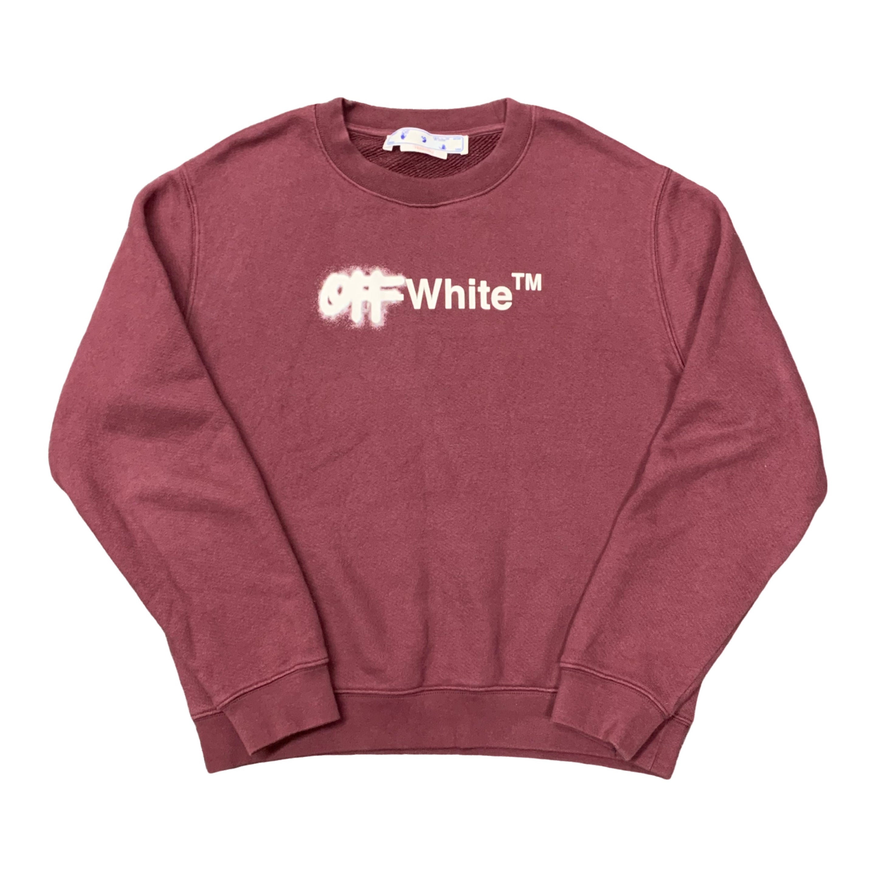 Off White Small Sweatshirt Off Graffiti Burgundy Red Crewneck Virgil Abloh