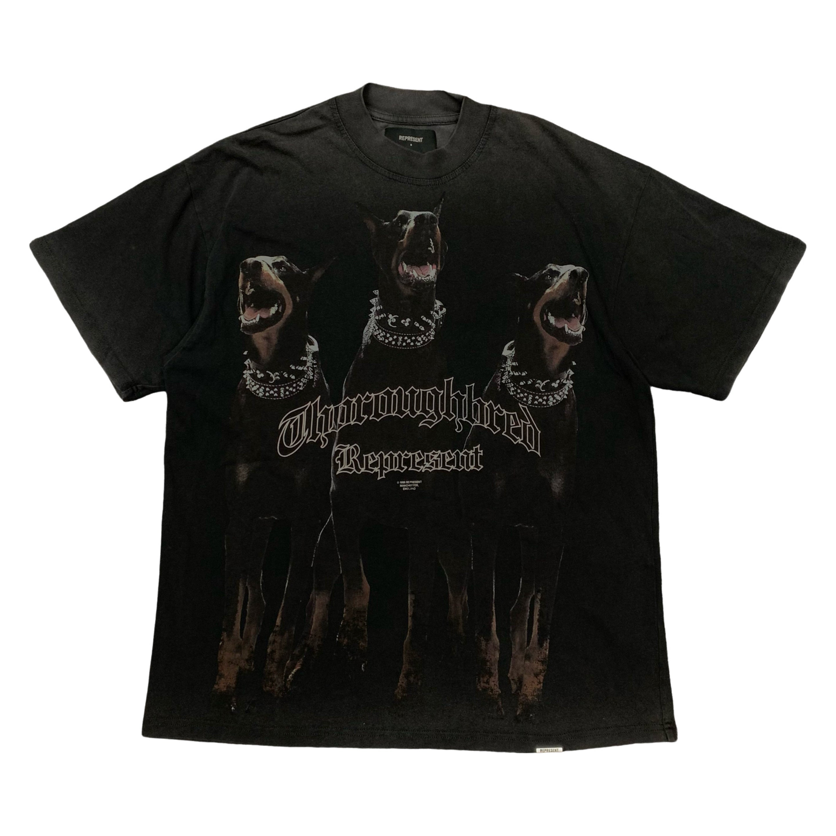 Represent Small Tee Thoroughbred Dog Vintage Black T-Shirt