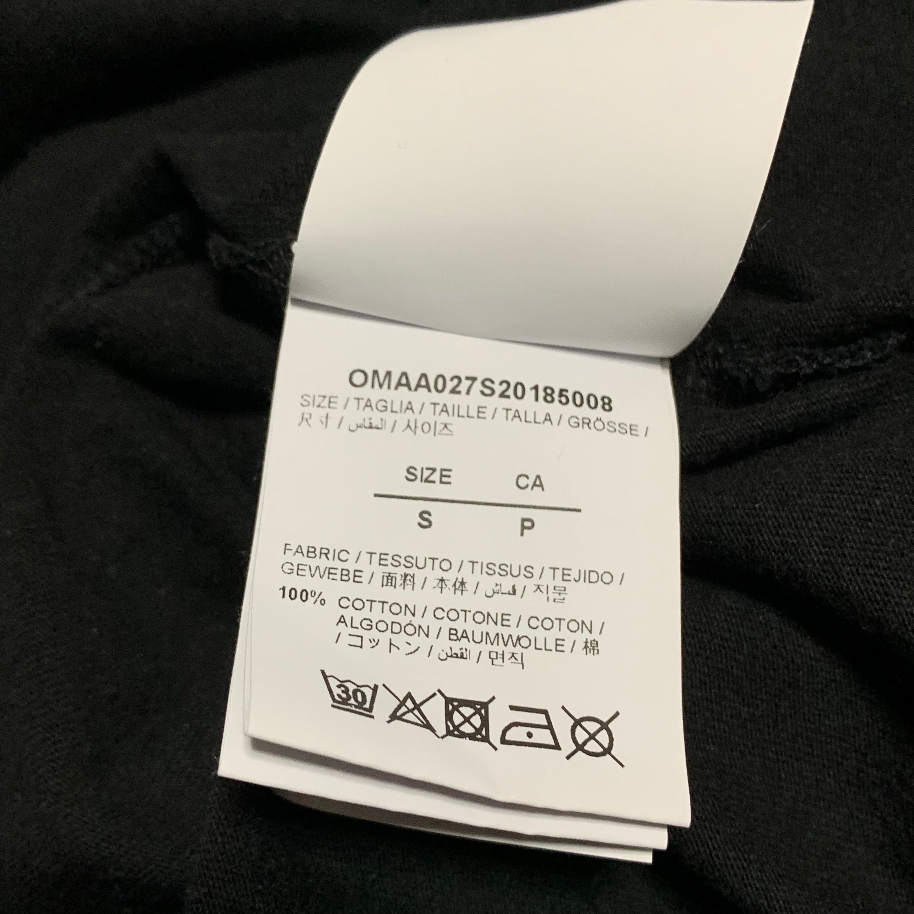Off White Small Yellow Disrupted Font Black Tee Virgil Abloh
