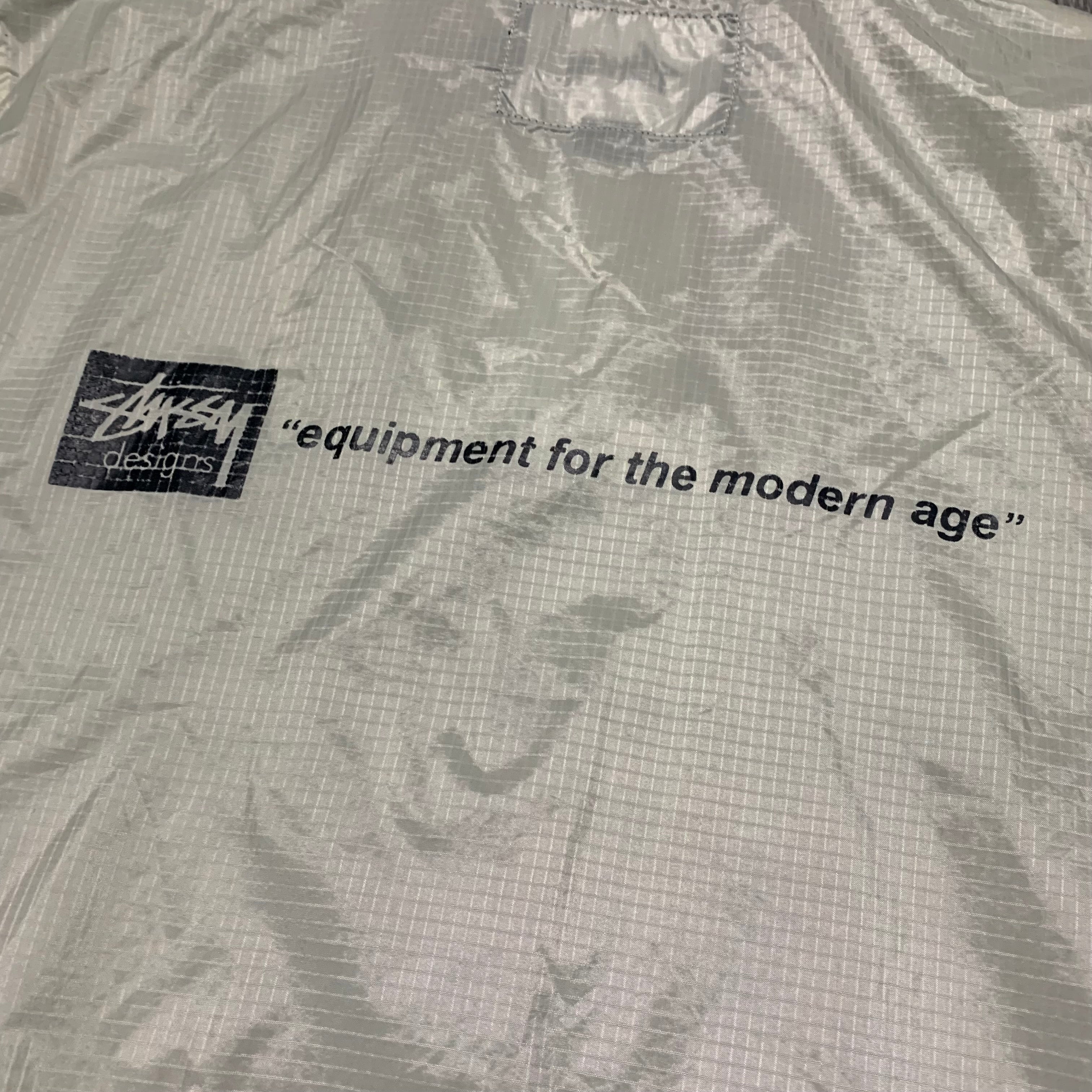 Stussy Small Jacket Lightweight Nylon Pullover 1/4 Zip Windbreaker Cream Beige 90s