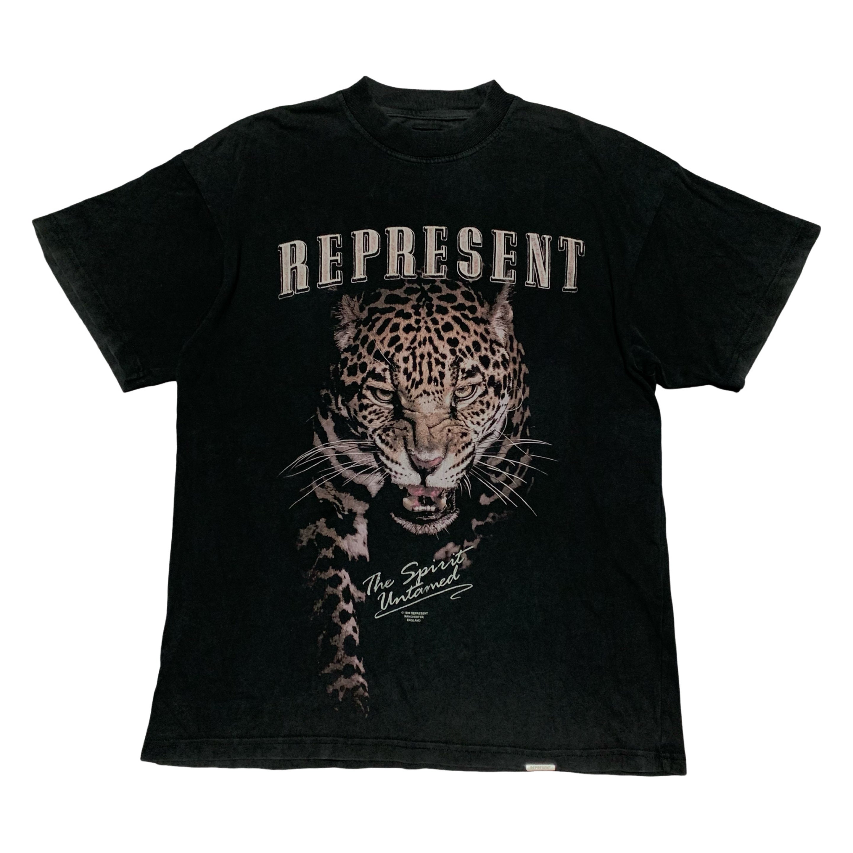 Represent XS Leopard Graphic Vintage Black Tee