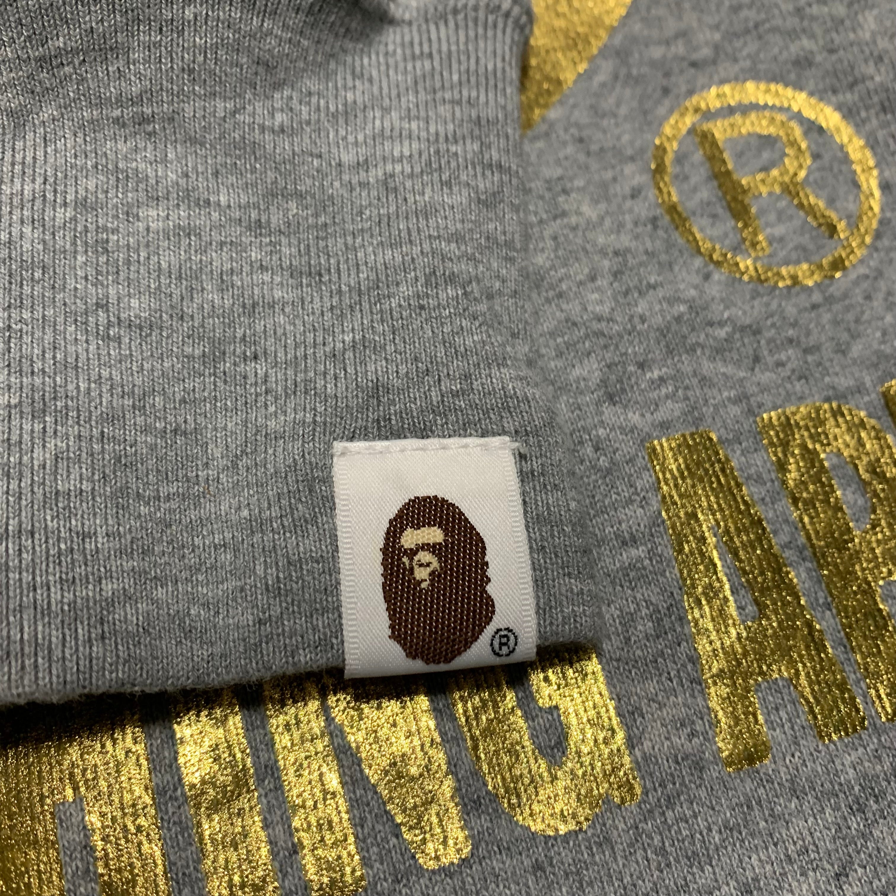 Bape Large Gold By Bathing Ape Grey Sweater Sweatshirt Crewneck A Bathing Ape